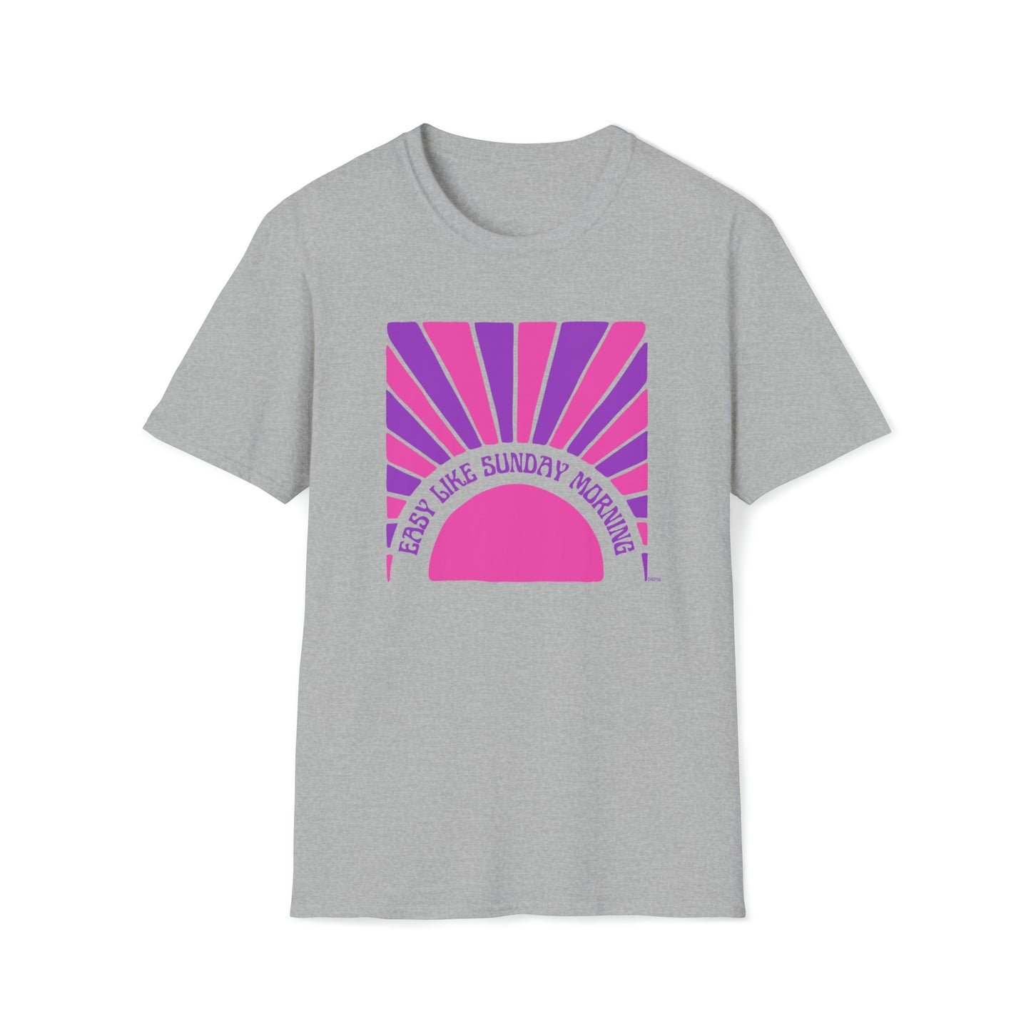 Easy Like Sunday Morning Pink & Purple, Unisex Softstyle T-Shirt