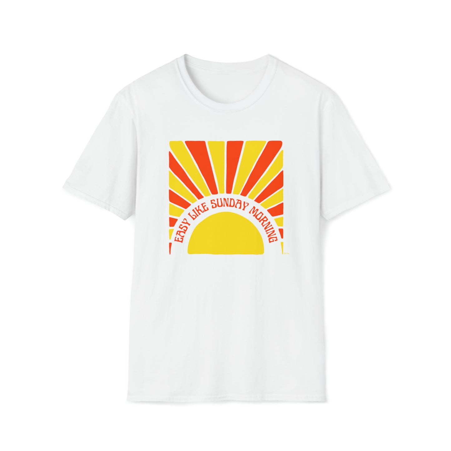 Easy Like Sunday Morning Red & Yellow, Unisex Softstyle T-Shirt