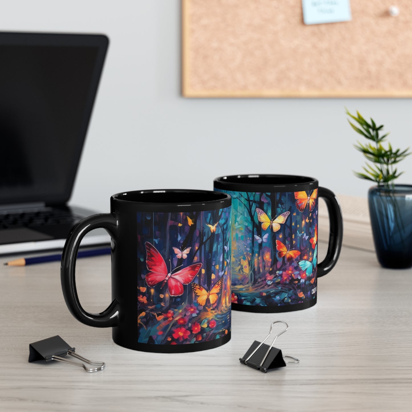 Colorful Butterflies, 11oz Black Coffee Mug