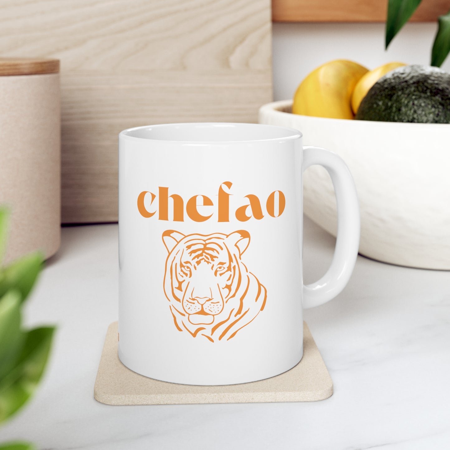 Chefao Tiger I, White Coffee Mug, 11oz