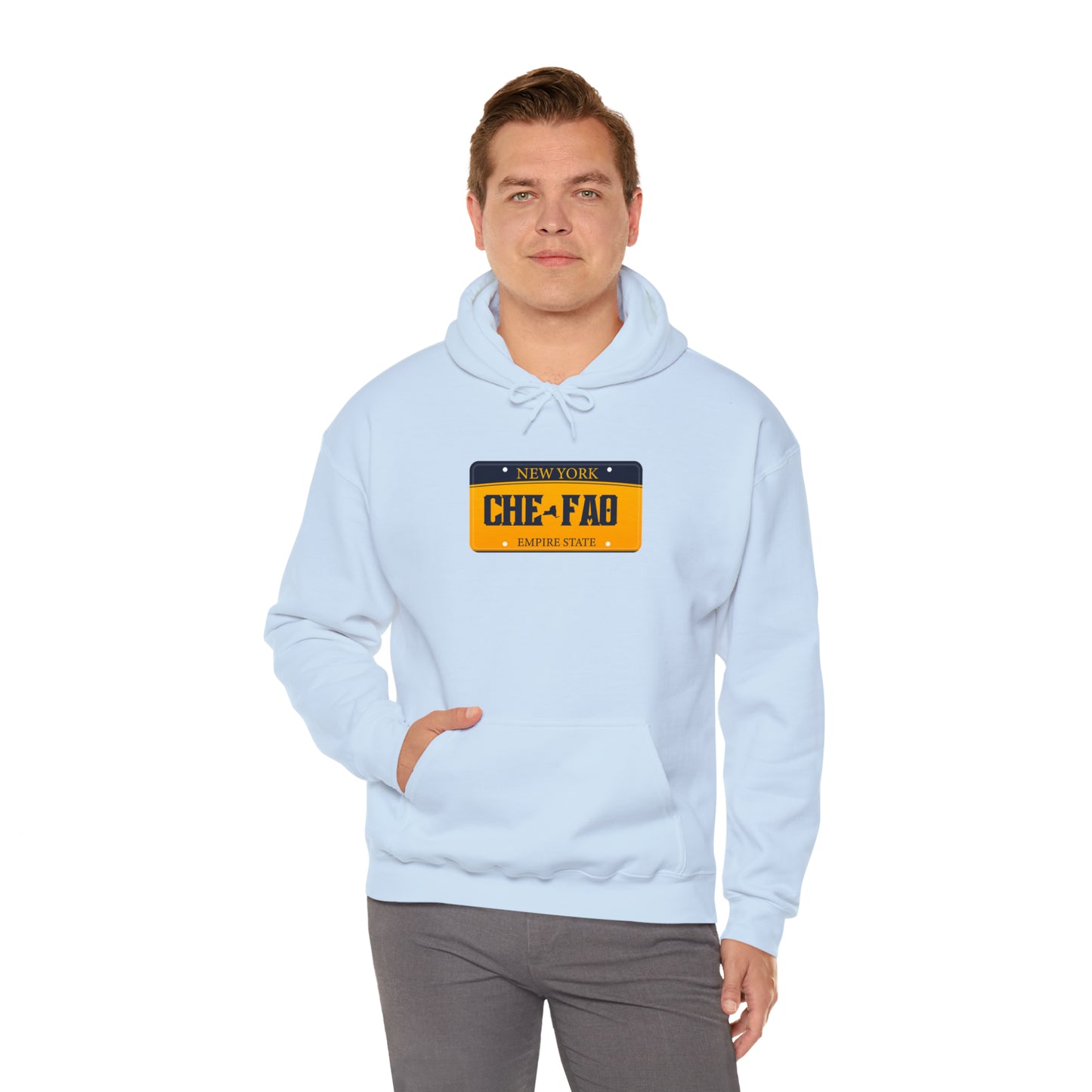 Chefao New York License Plate I, Unisex Heavy Blend Hooded Sweatshirt