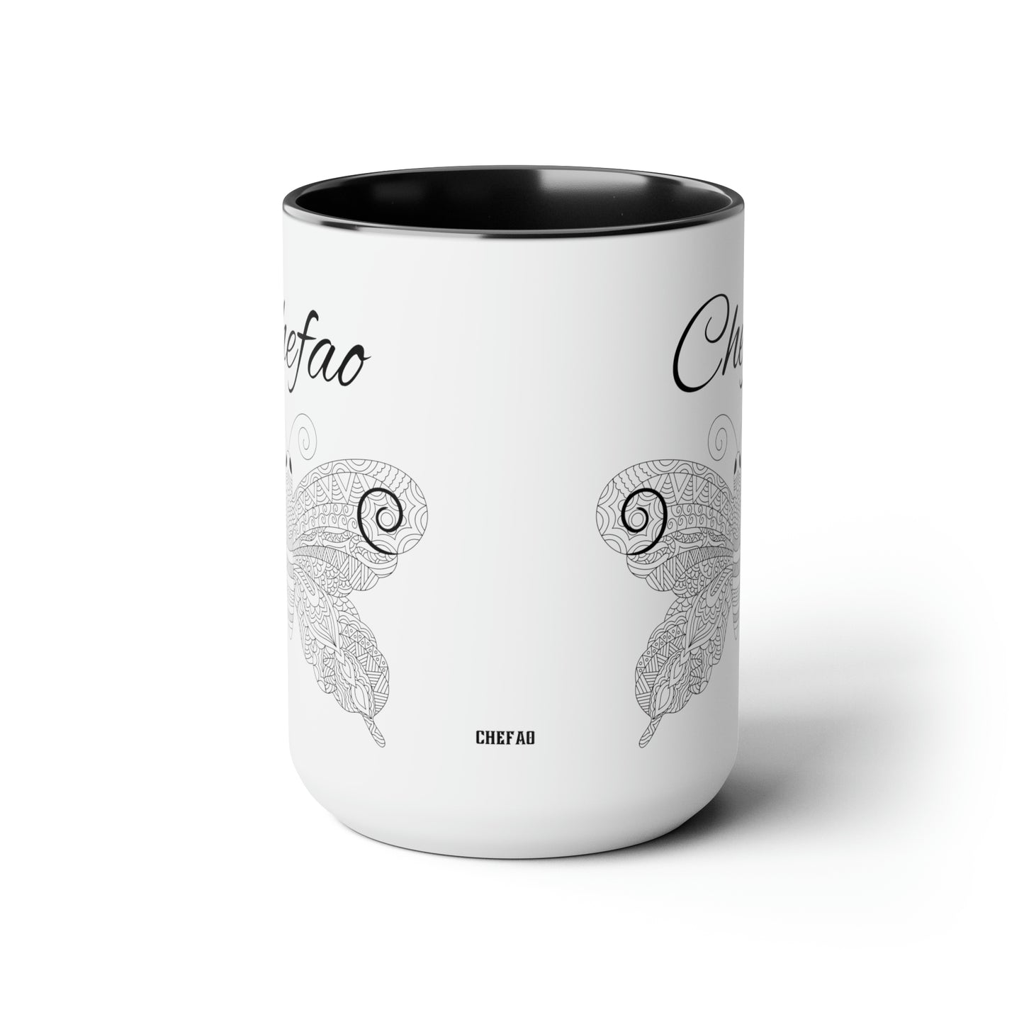 Chefao Mandala Butterfly I, Two-Tone Coffee Mugs, 15oz