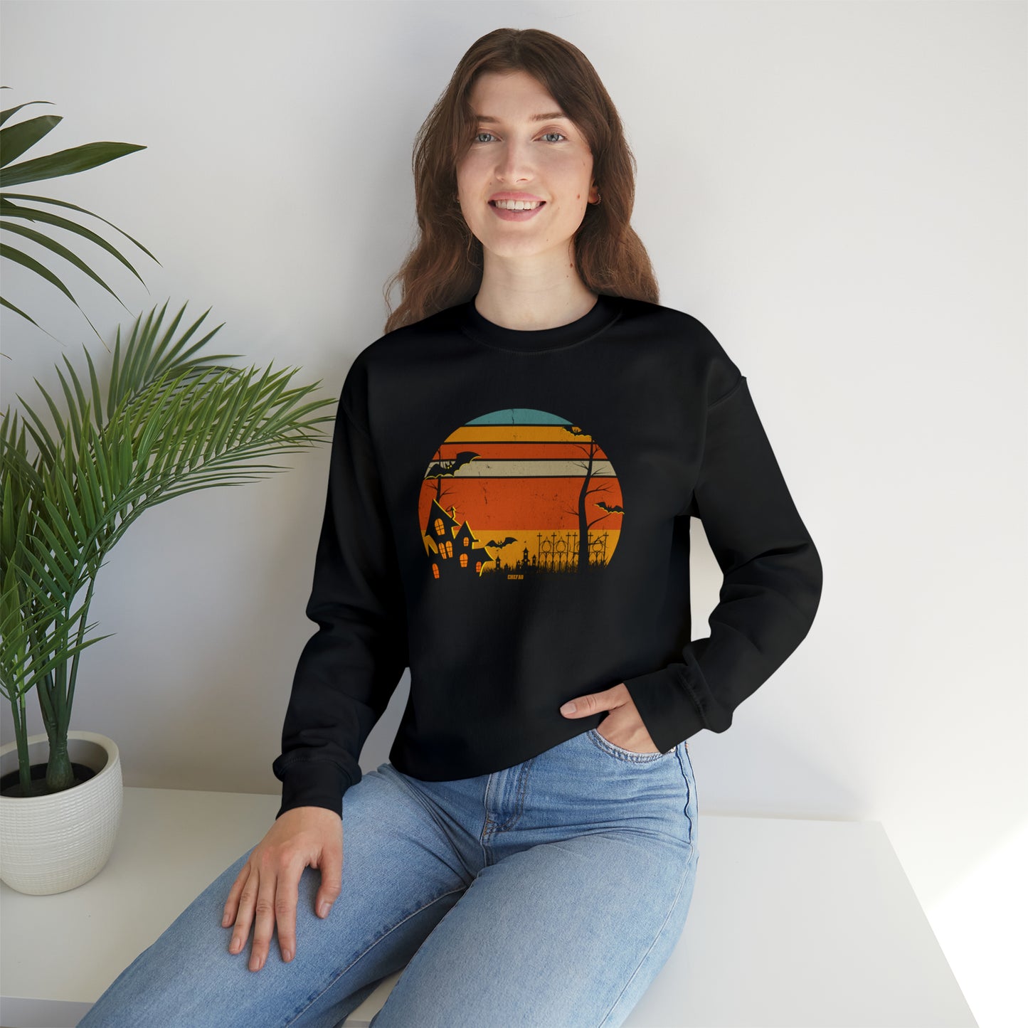 Retro Halloween, Unisex Heavy Blend Crewneck Sweatshirt