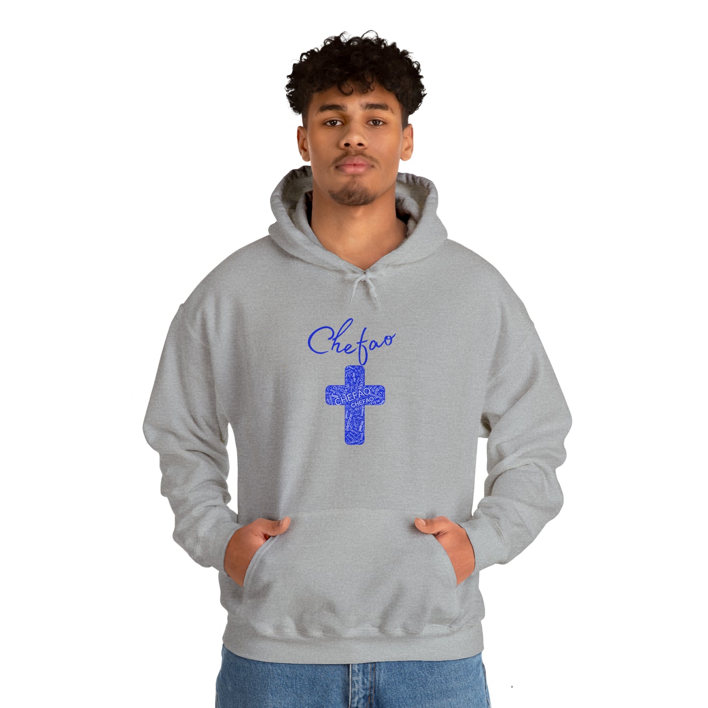 Chefao Cross I Blue, Unisex Heavy Blend™ Hooded Sweatshirt