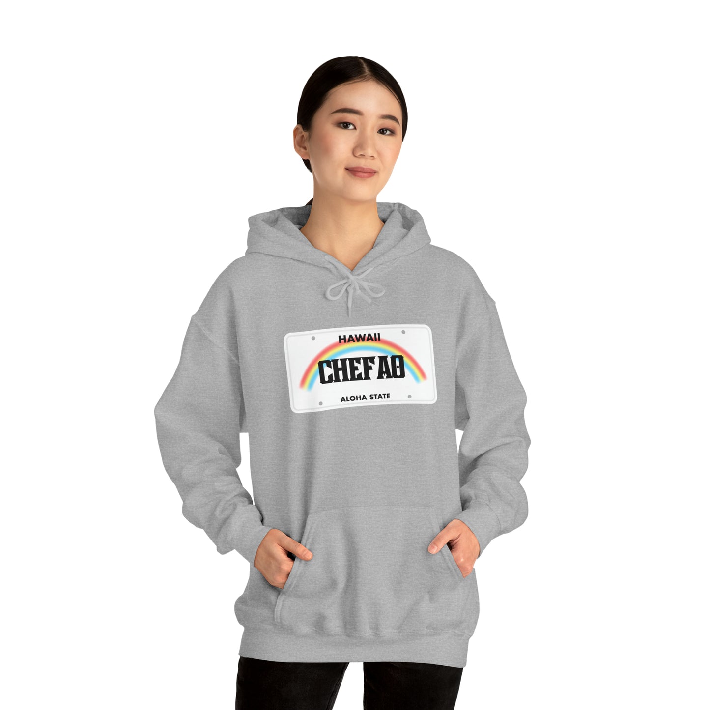 Chefao Hawaii License Plate I, Unisex Heavy Blend Hooded Sweatshirt