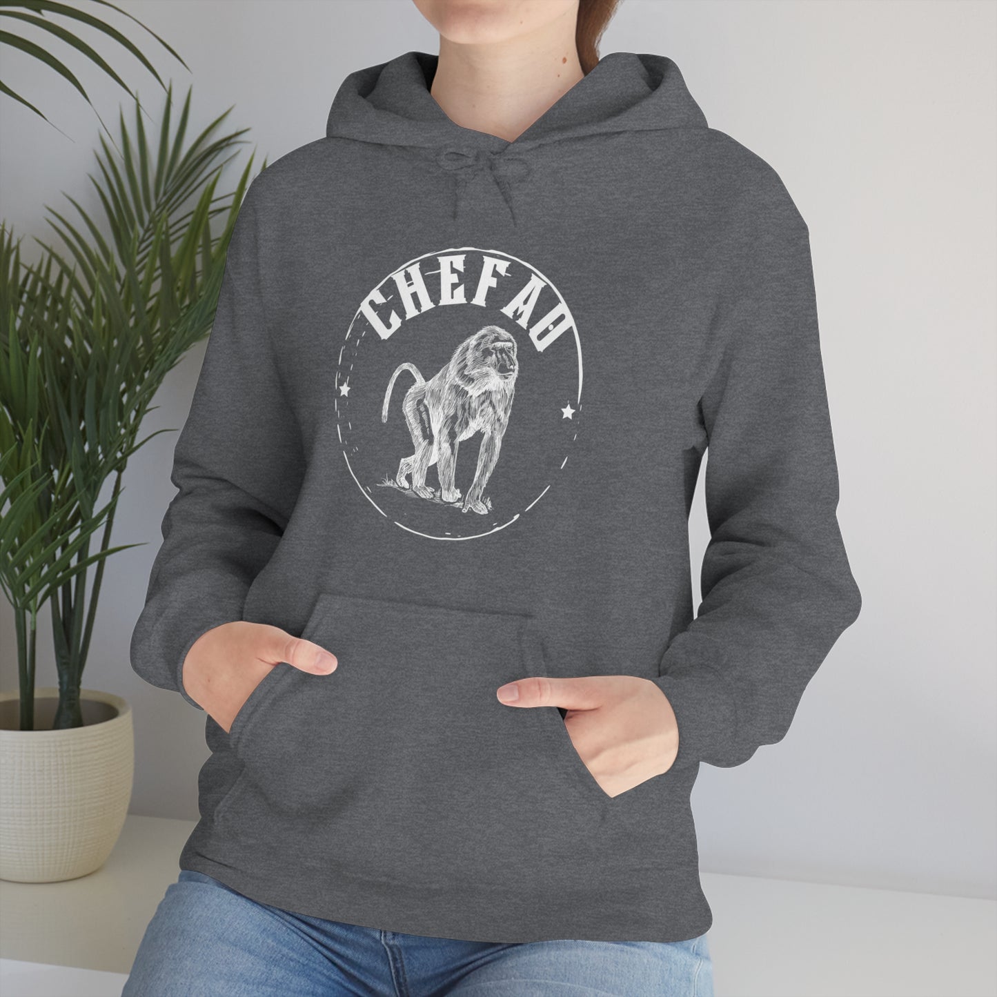 Chefao Baboon, Unisex Heavy Blend Hooded Sweatshirt