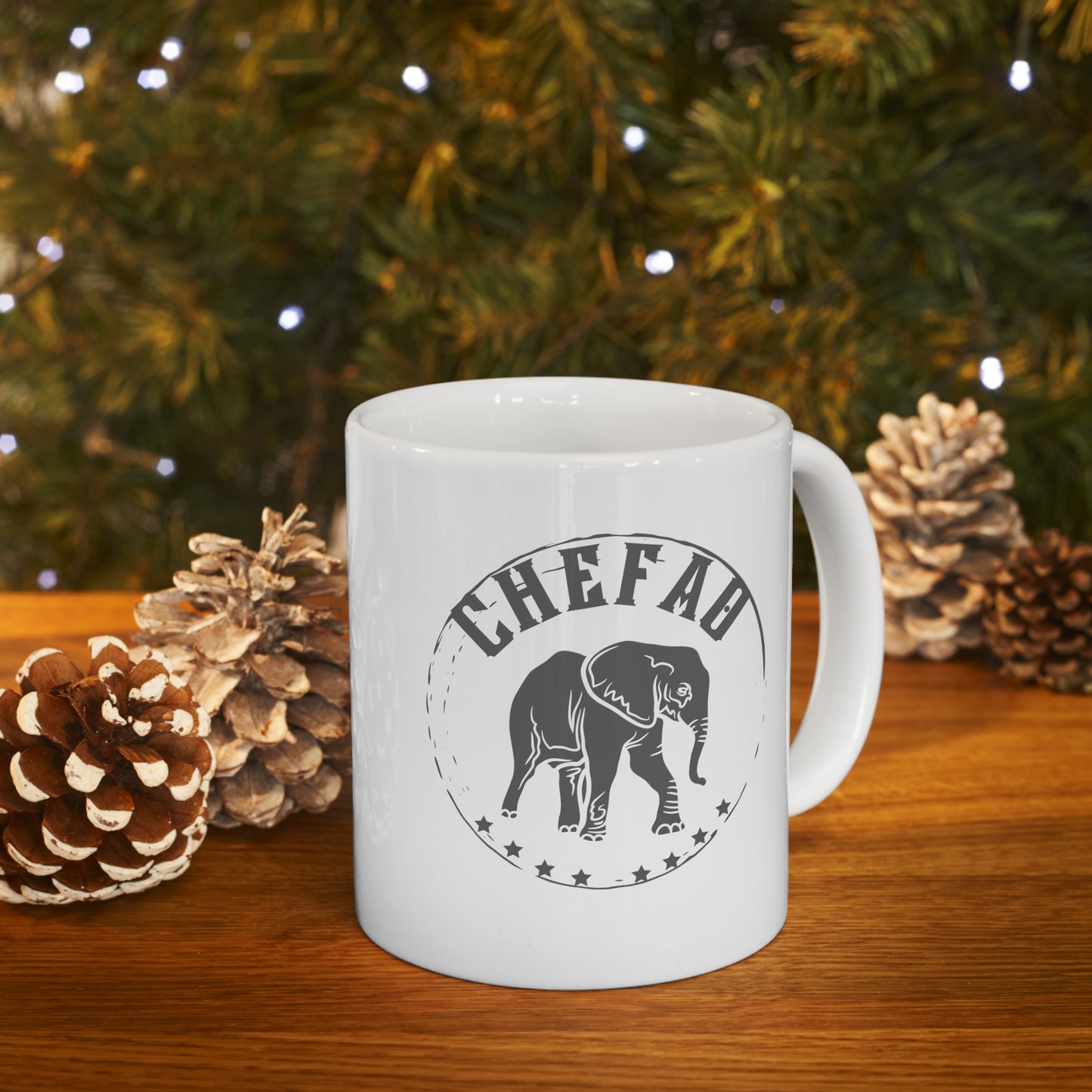 Chefao Elephant II, White Coffee Mug, 11oz