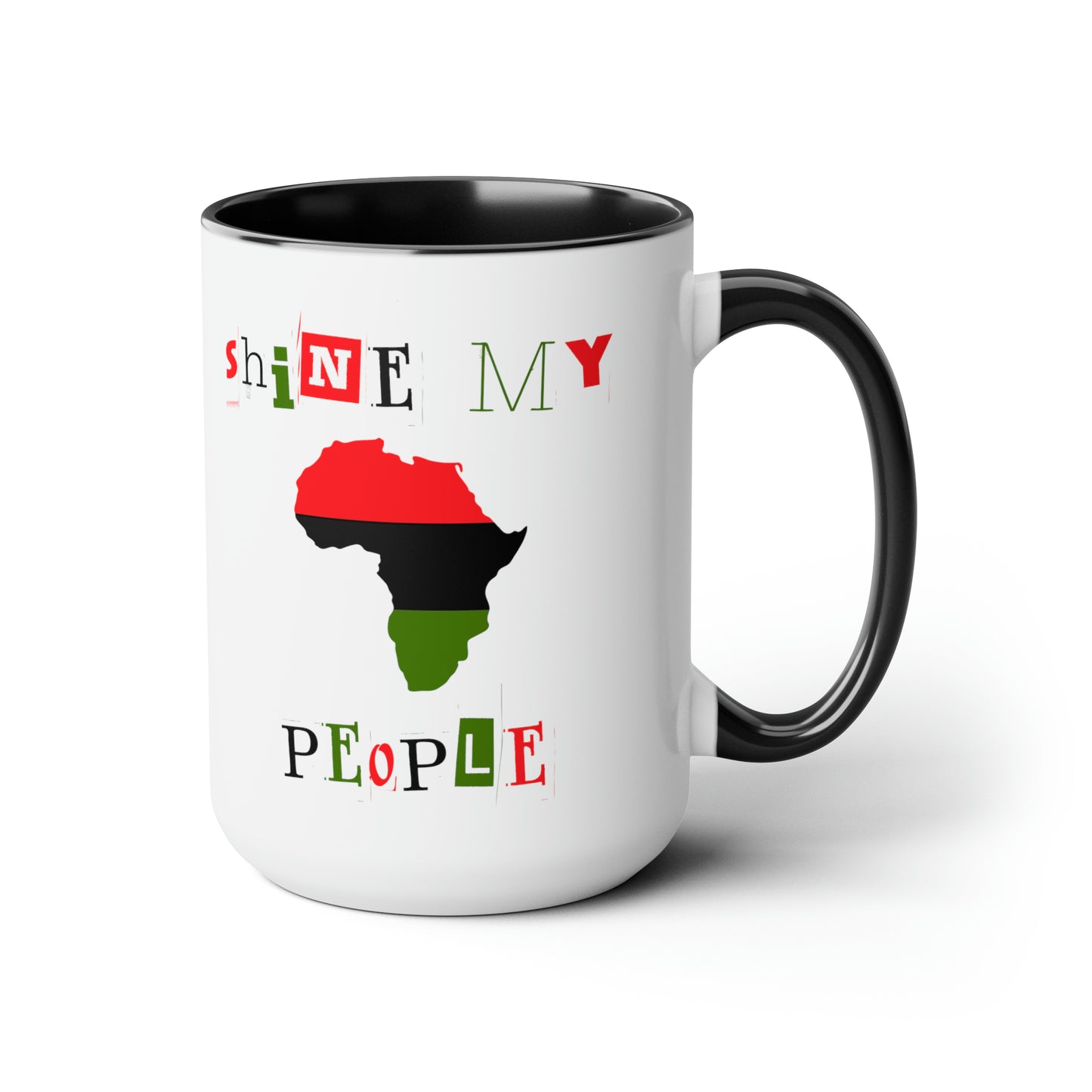 Shine My People Pan Africa I, Two-Tone Coffee Mugs, 15oz