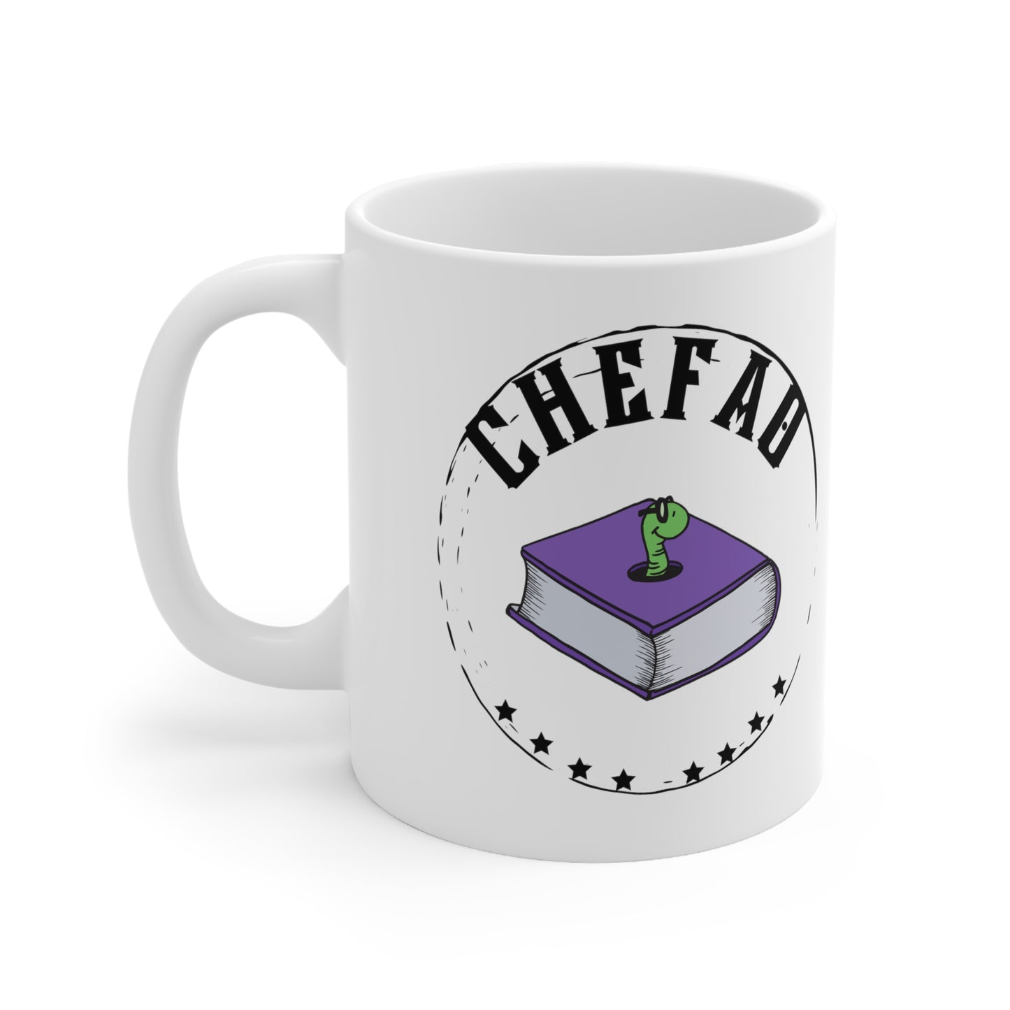 Chefao Bookworm I, White Coffee Mug, 11oz