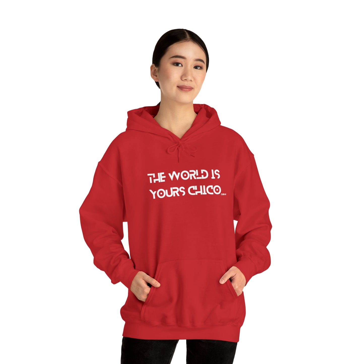 The World is Yours Chico, Unisex Heavy Blend Hooded Sweatshirt