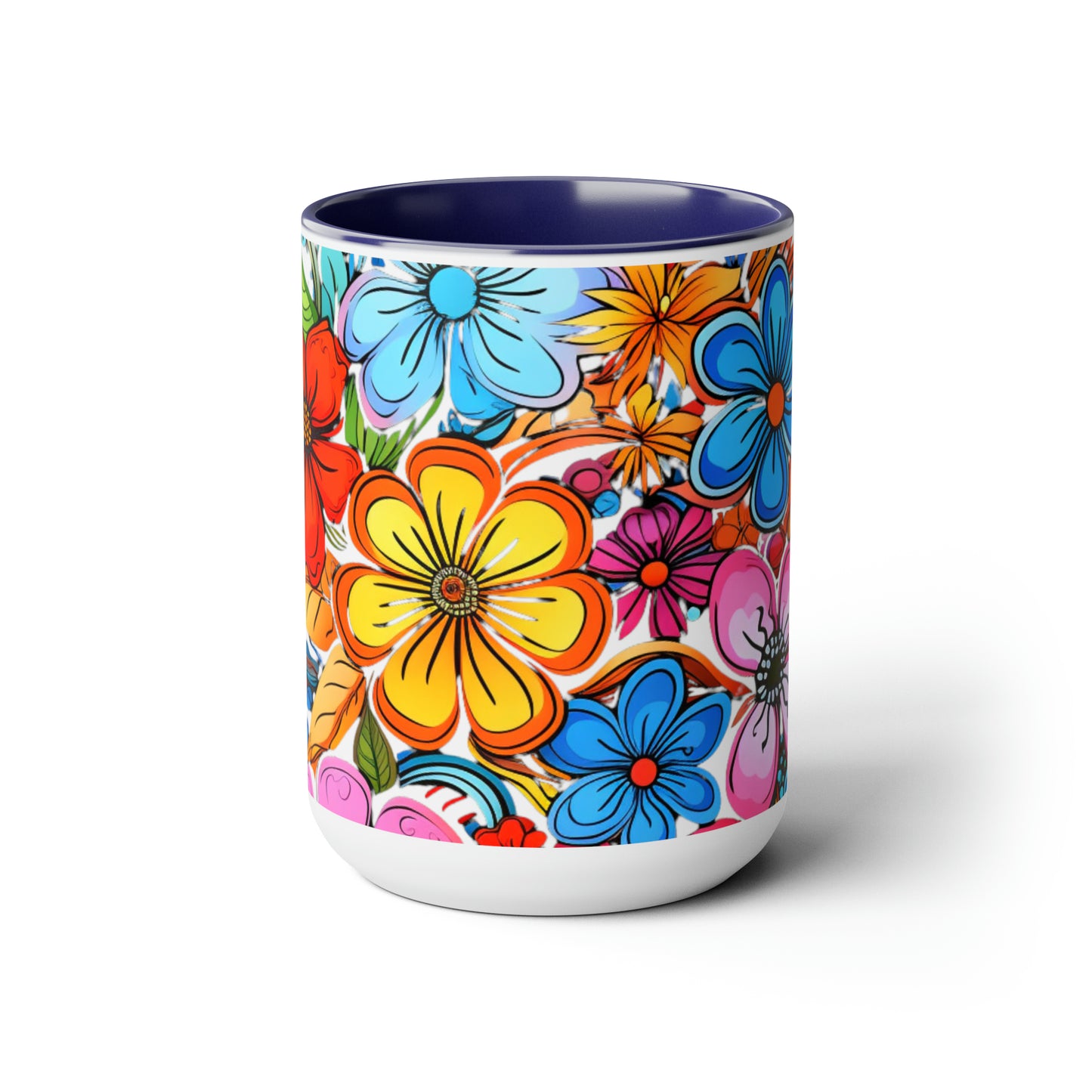 Happy Floral Design, Coffee Mug, 15oz