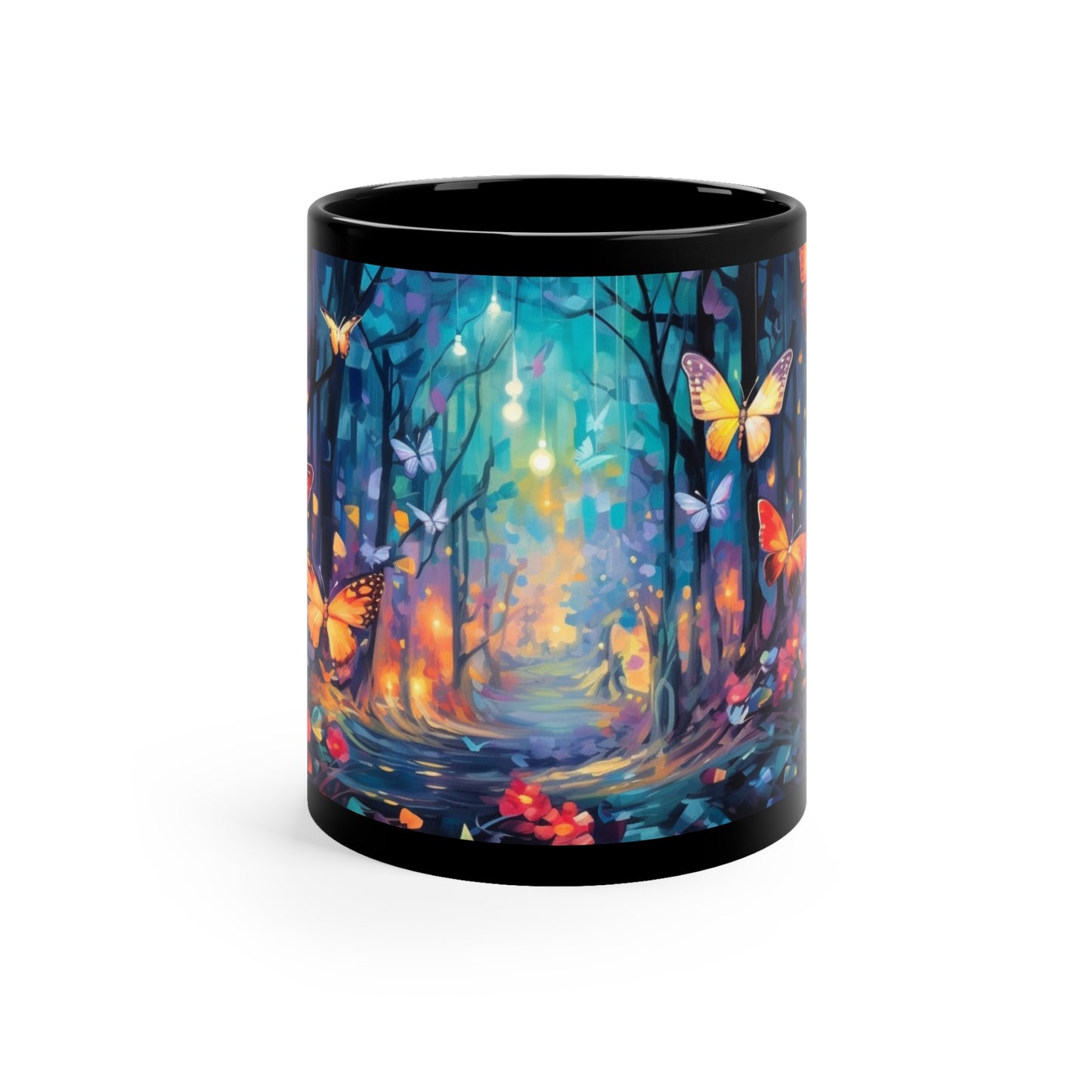 Colorful Butterflies, 11oz Black Coffee Mug