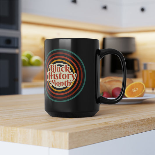 Chefao Retro Black History Month Emblem II, Black Mug, 15oz