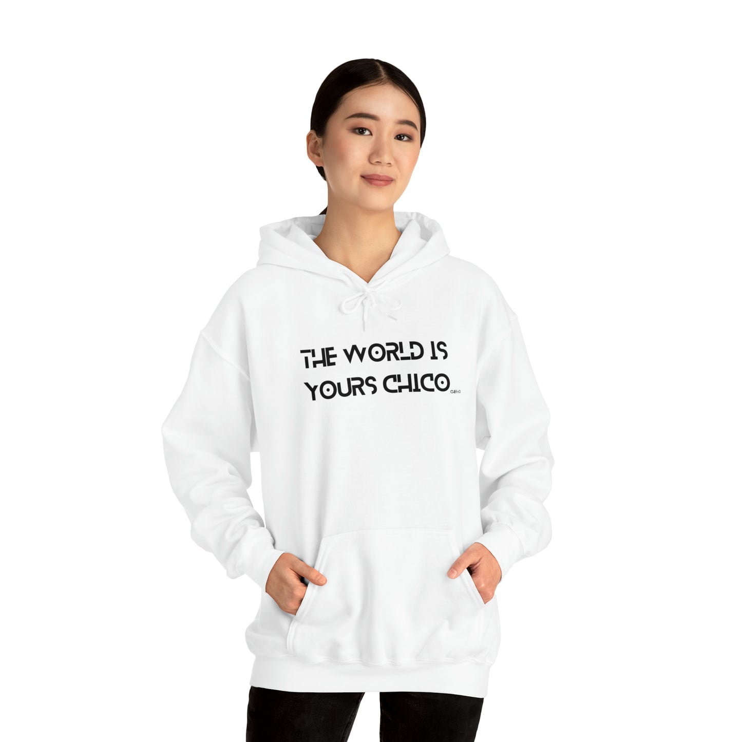 The World is Yours Chico, Unisex Heavy Blend Hooded Sweatshirt