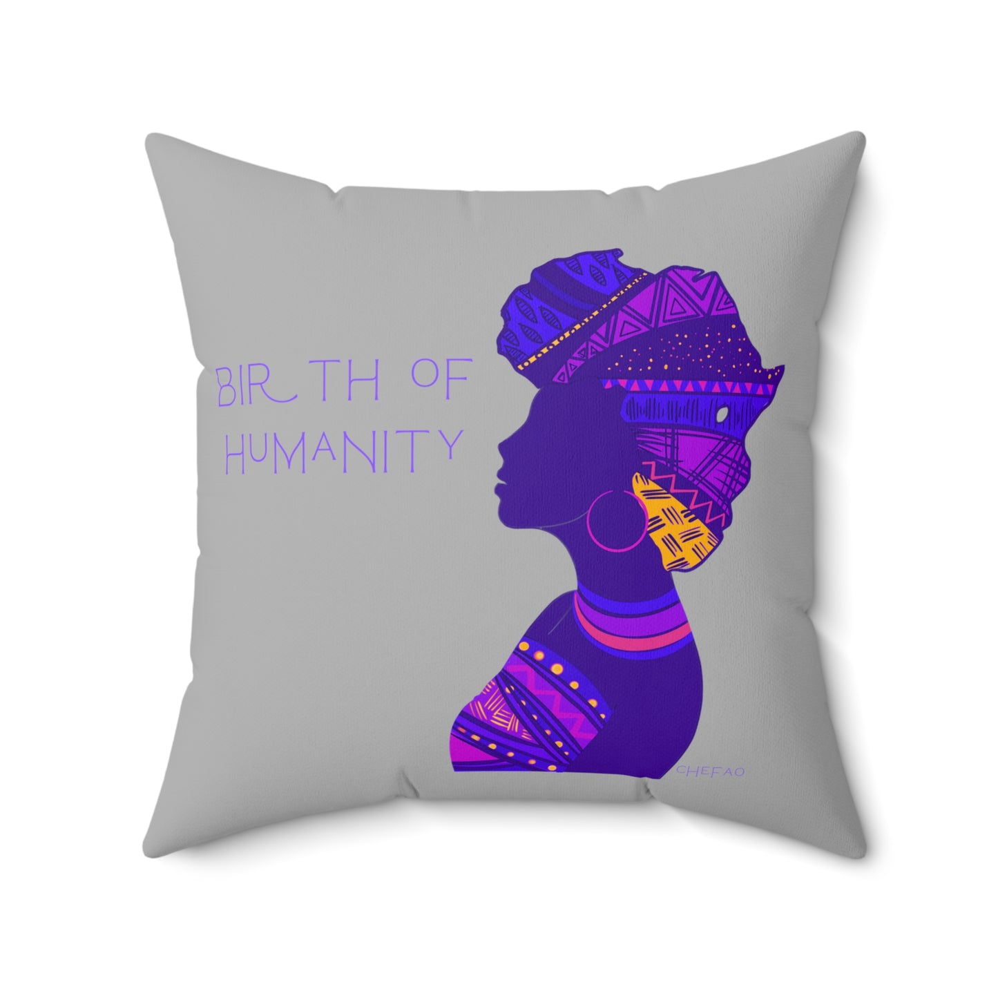 Birth of Humanity™ I (Purple/Gray), Spun Polyester Square Pillow