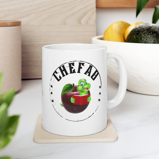 Chefao Bookworm II, White Coffee Mug, 11oz