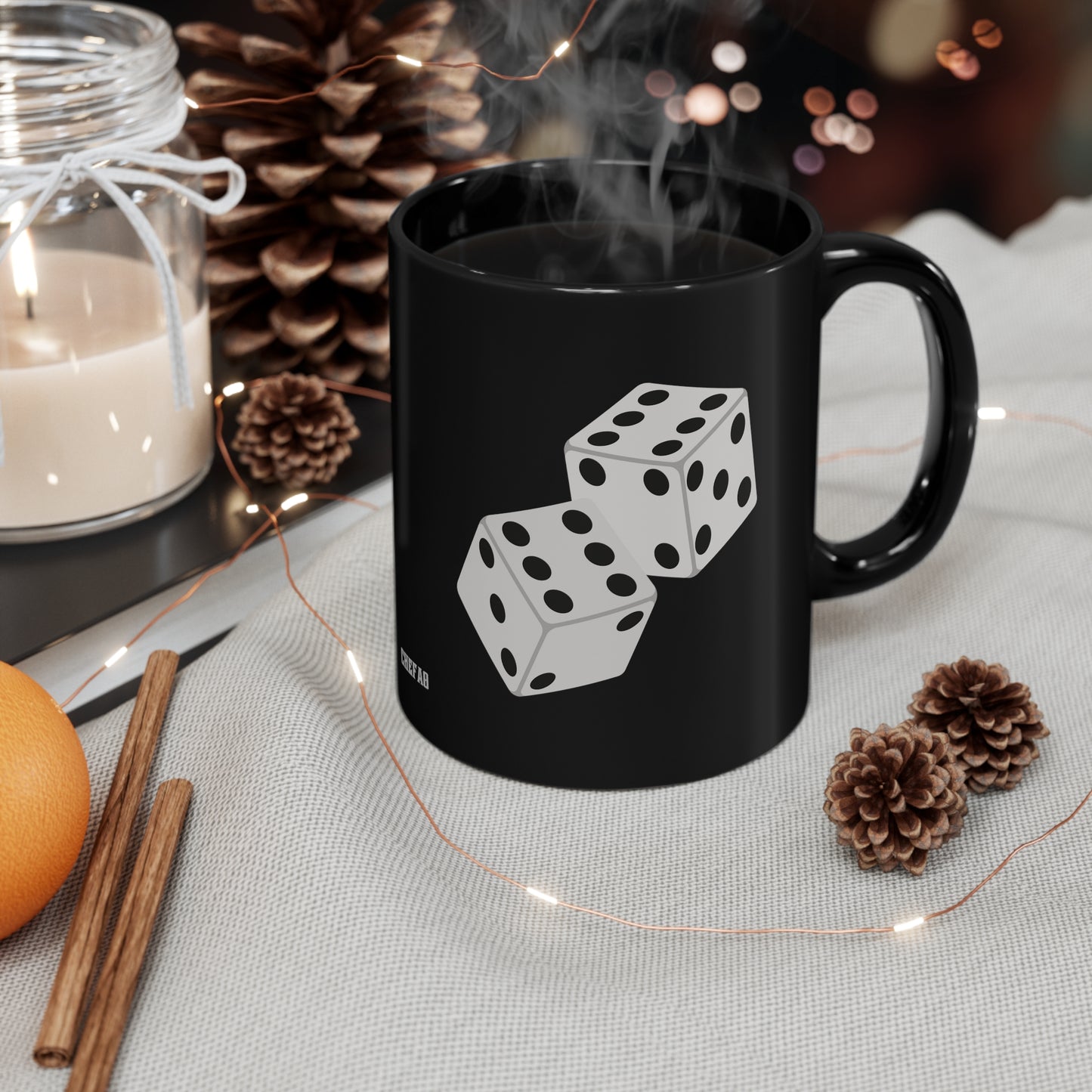 Dice I, Black Coffee Mug, 11oz