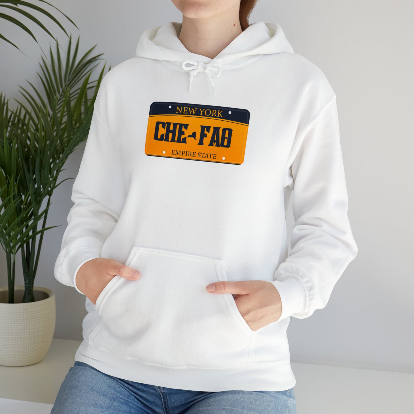 Chefao New York License Plate I, Unisex Heavy Blend Hooded Sweatshirt