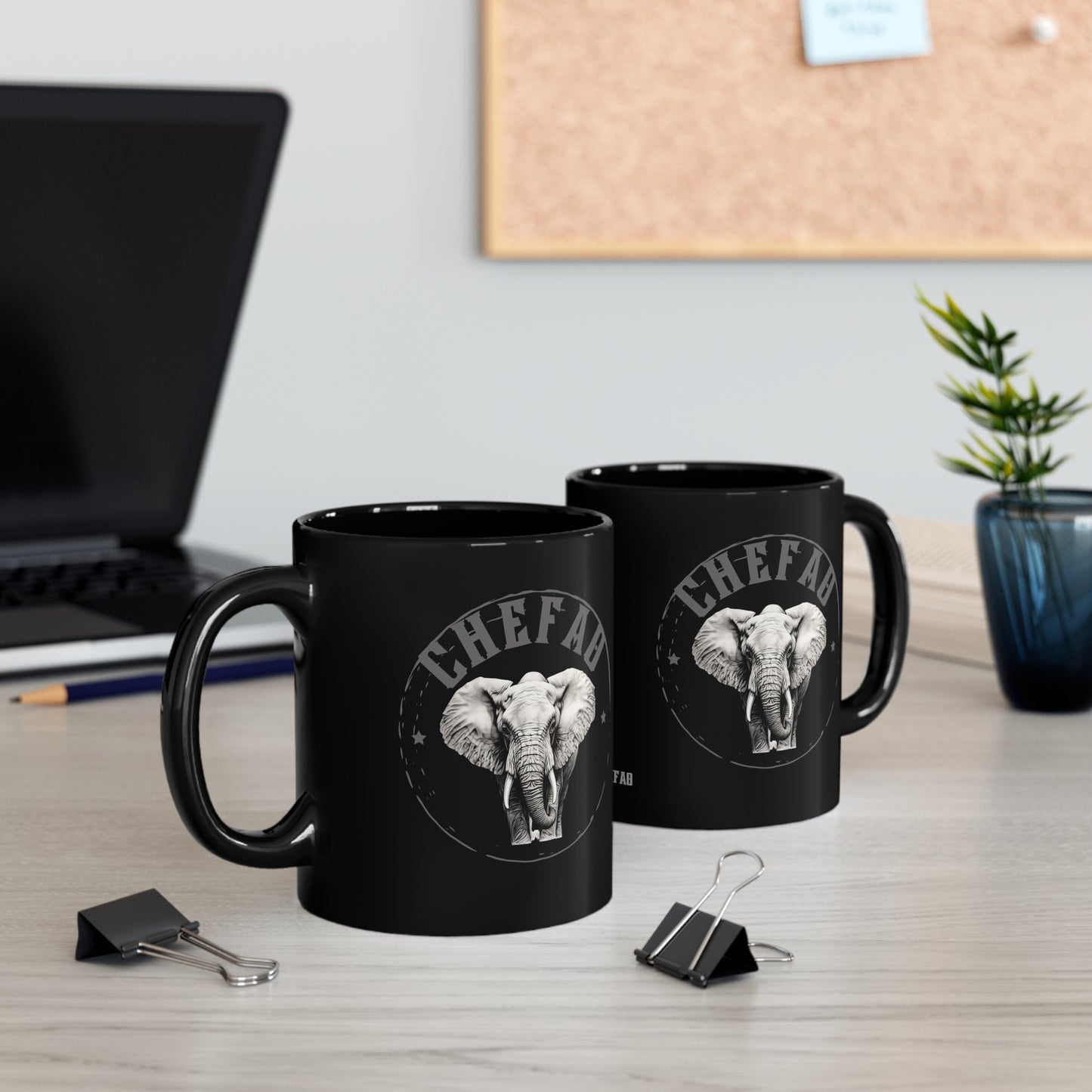 Chefao Elephant I, Black Coffee Mug, 11oz