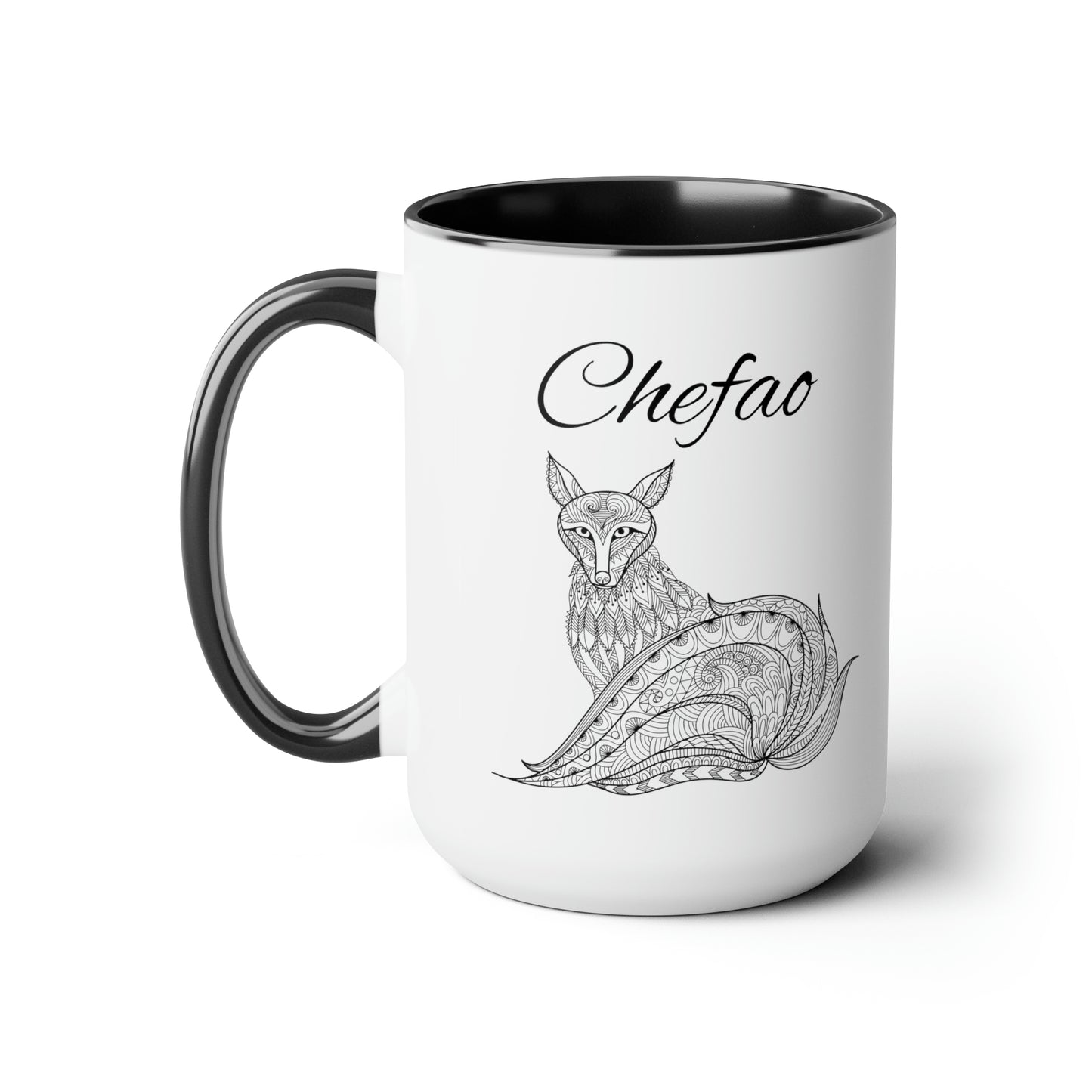 Chefao Mandala Fox I, Two-Tone Coffee Mugs, 15oz