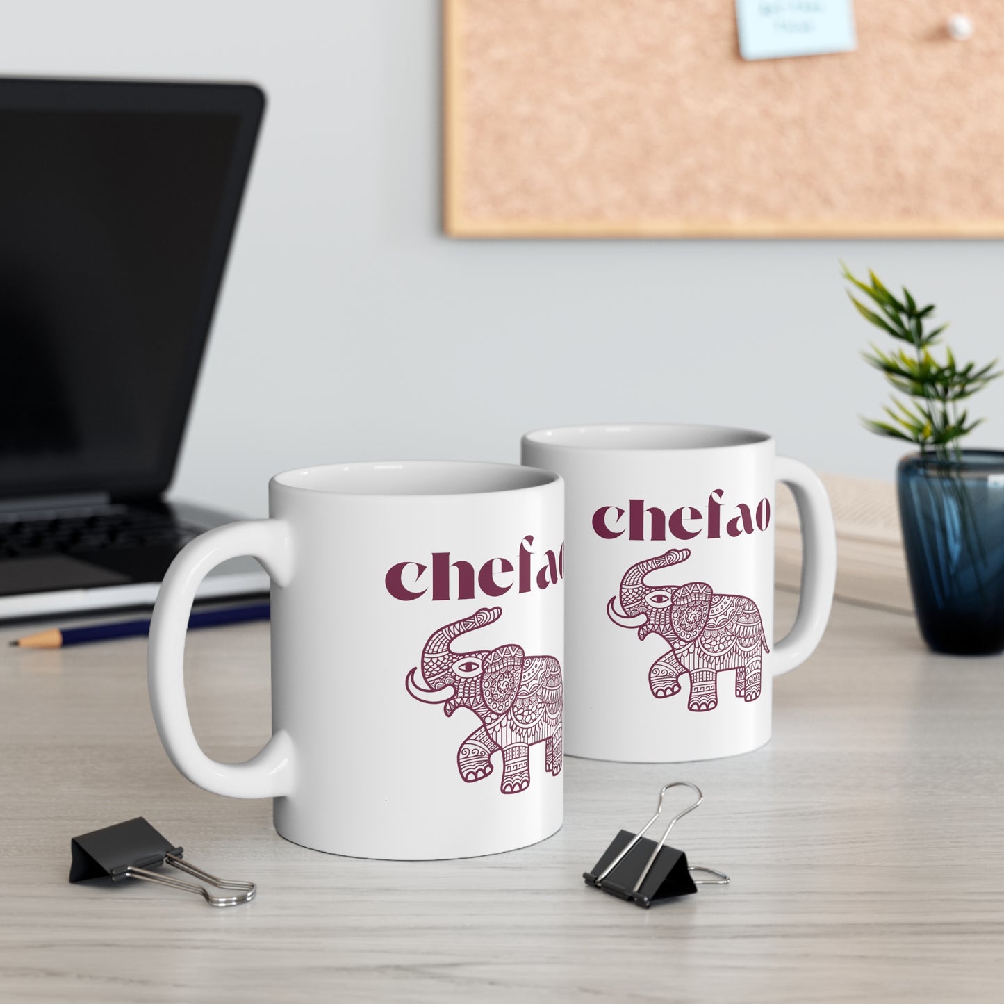 Chefao Elephant III, White Coffee Mug, 11oz