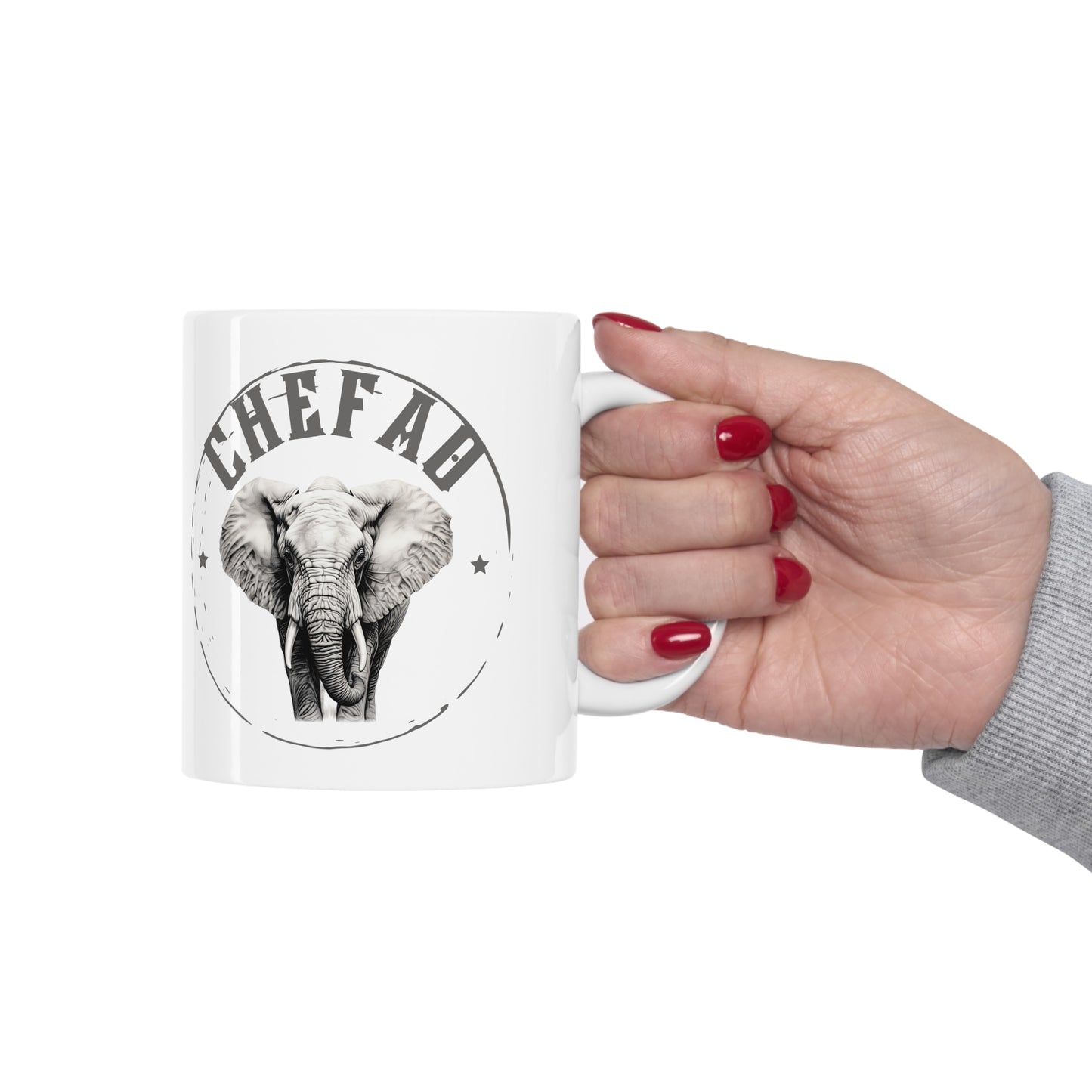 Chefao Elephant I, White Coffee Mug, 11oz