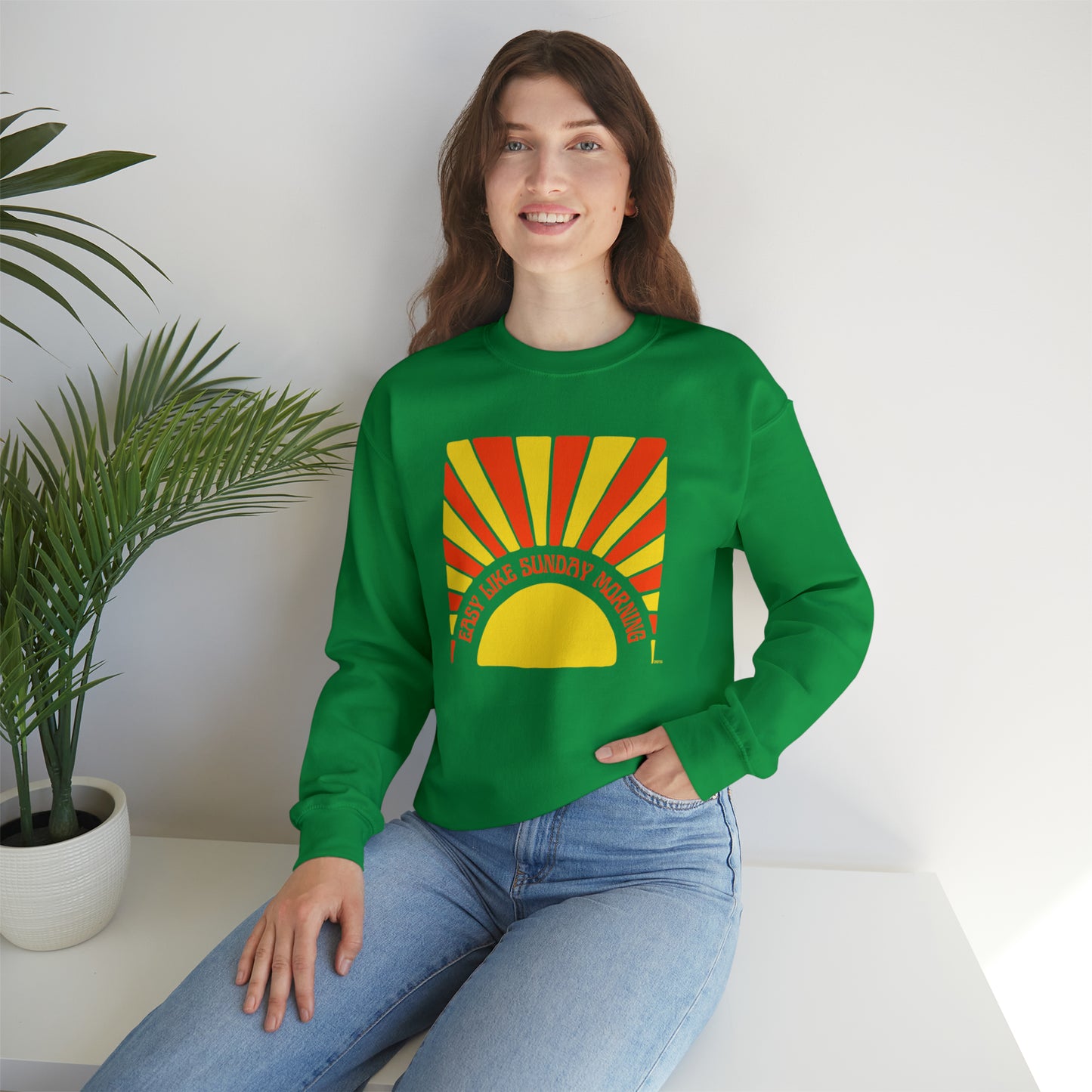 Easy Like Sunday Morning Orange & Yellow, Unisex Heavy Blend Crewneck Sweatshirt