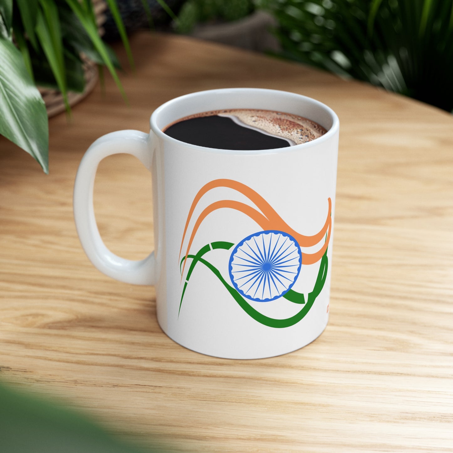 Sleek Indian Flag Design, White Coffee Mug, 11oz