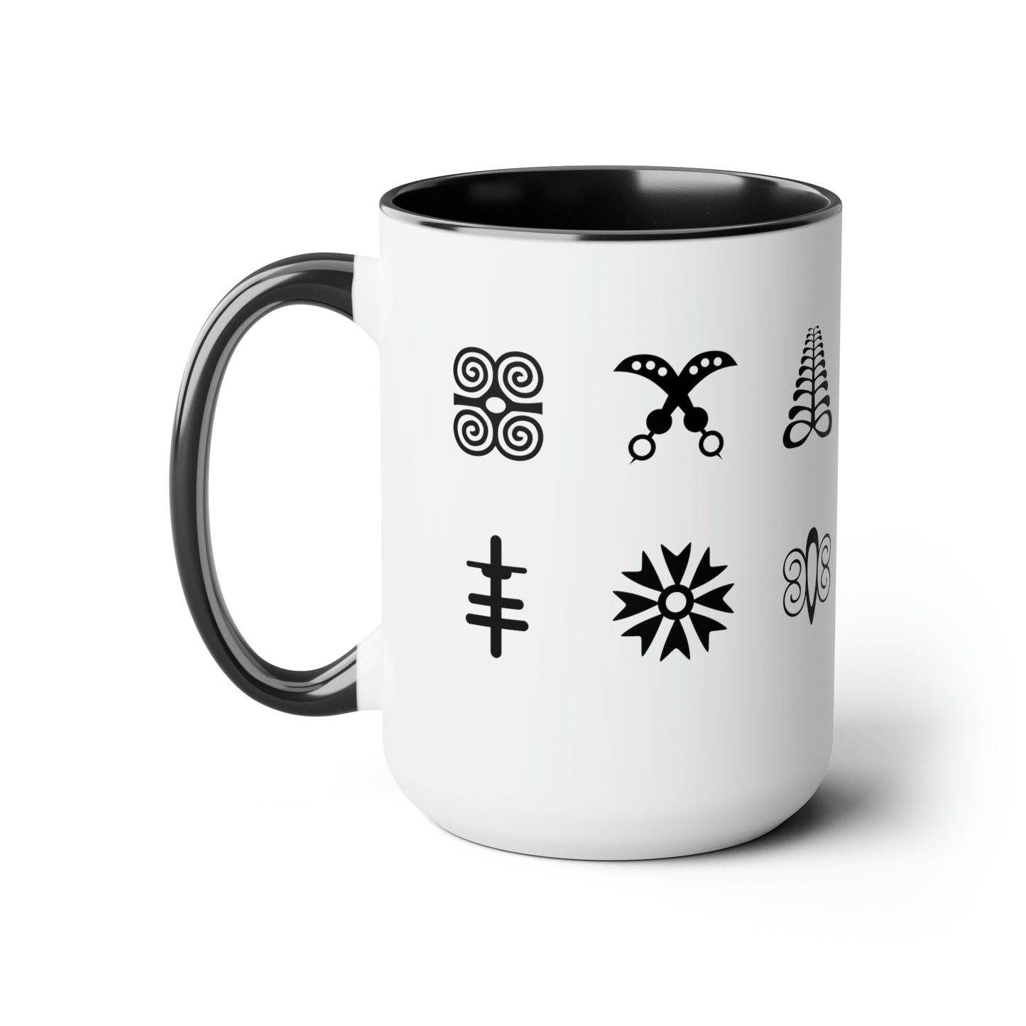 Chefao Adinkra Strength and Courage, Two-Tone Coffee Mugs, 15oz