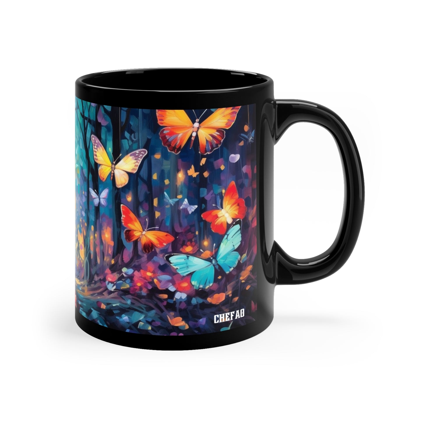 Colorful Butterflies, 11oz Black Coffee Mug