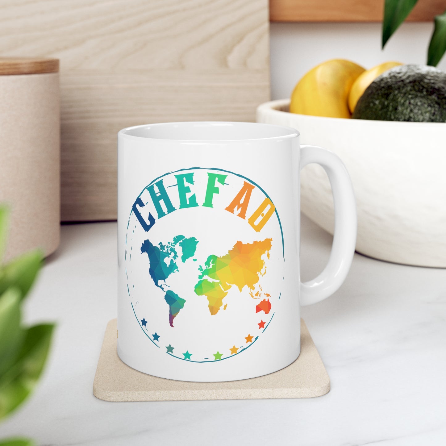 Chefao World I, White Coffee Mug, 11oz