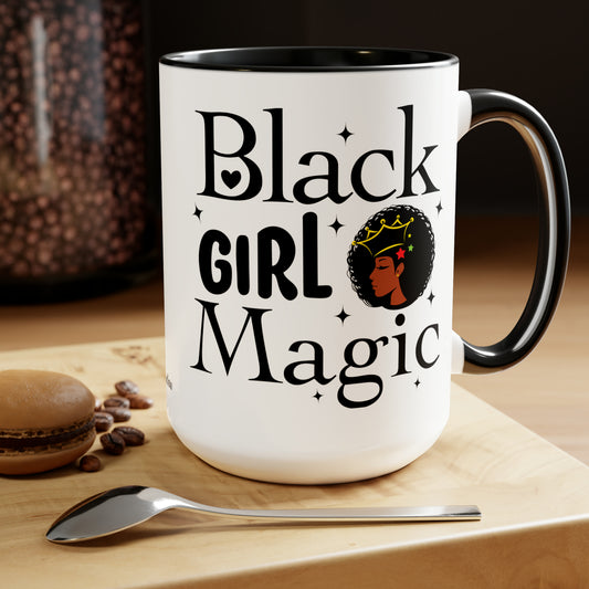 Chefao Black Girl Magic I, Two-Tone Coffee Mugs, 15oz