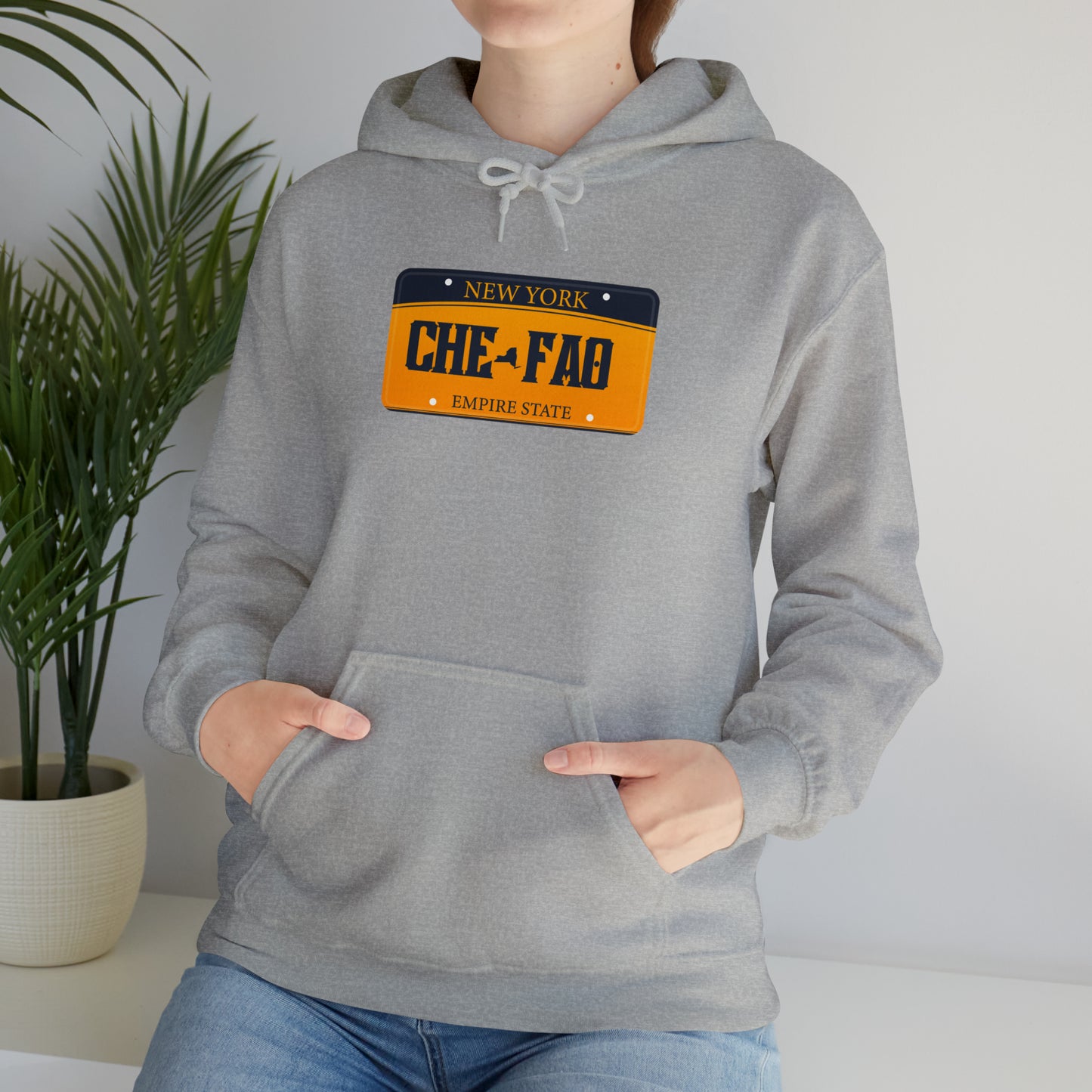 Chefao New York License Plate I, Unisex Heavy Blend Hooded Sweatshirt