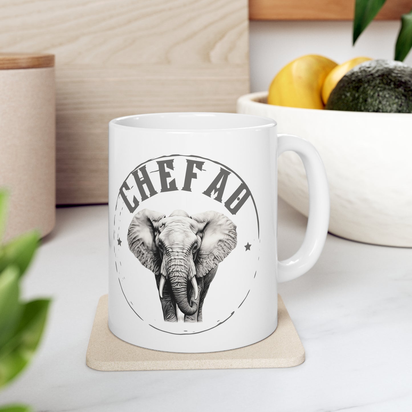 Chefao Elephant I, White Coffee Mug, 11oz