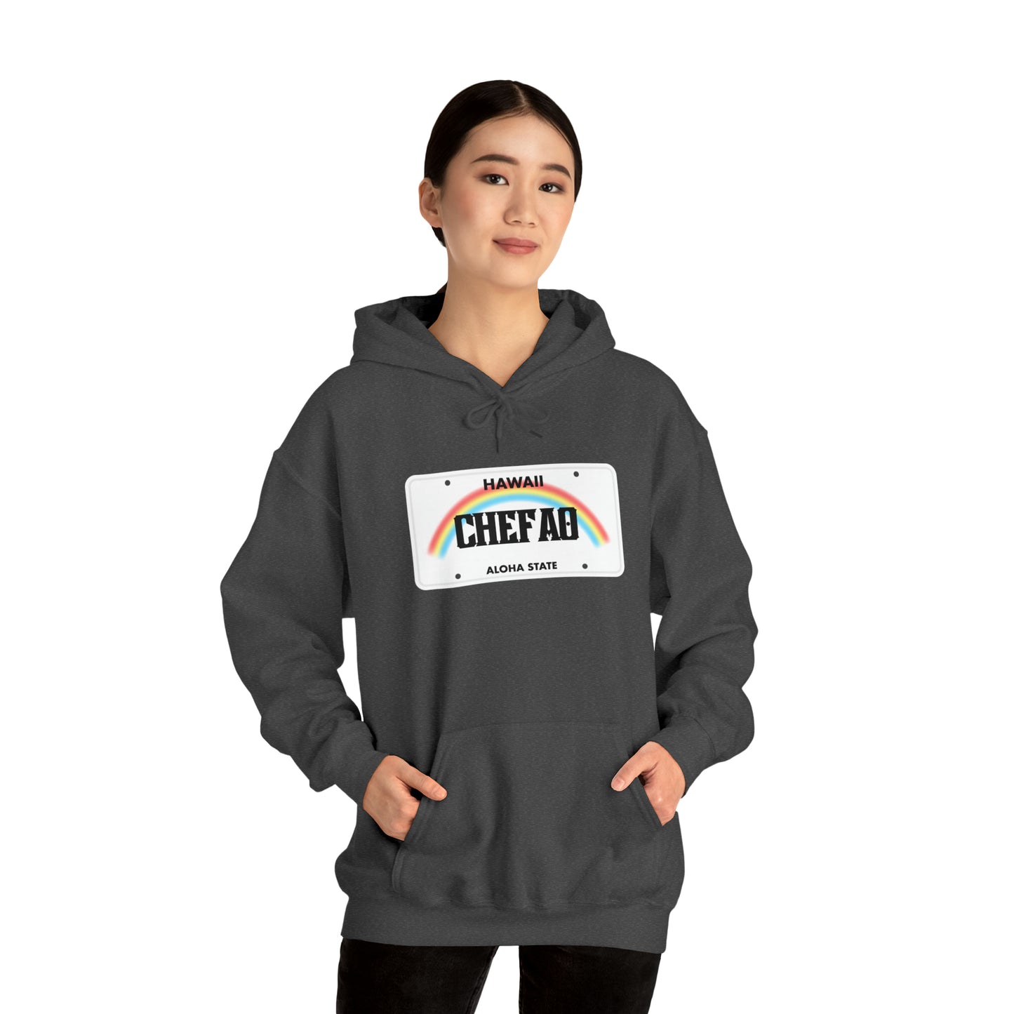 Chefao Hawaii License Plate I, Unisex Heavy Blend Hooded Sweatshirt