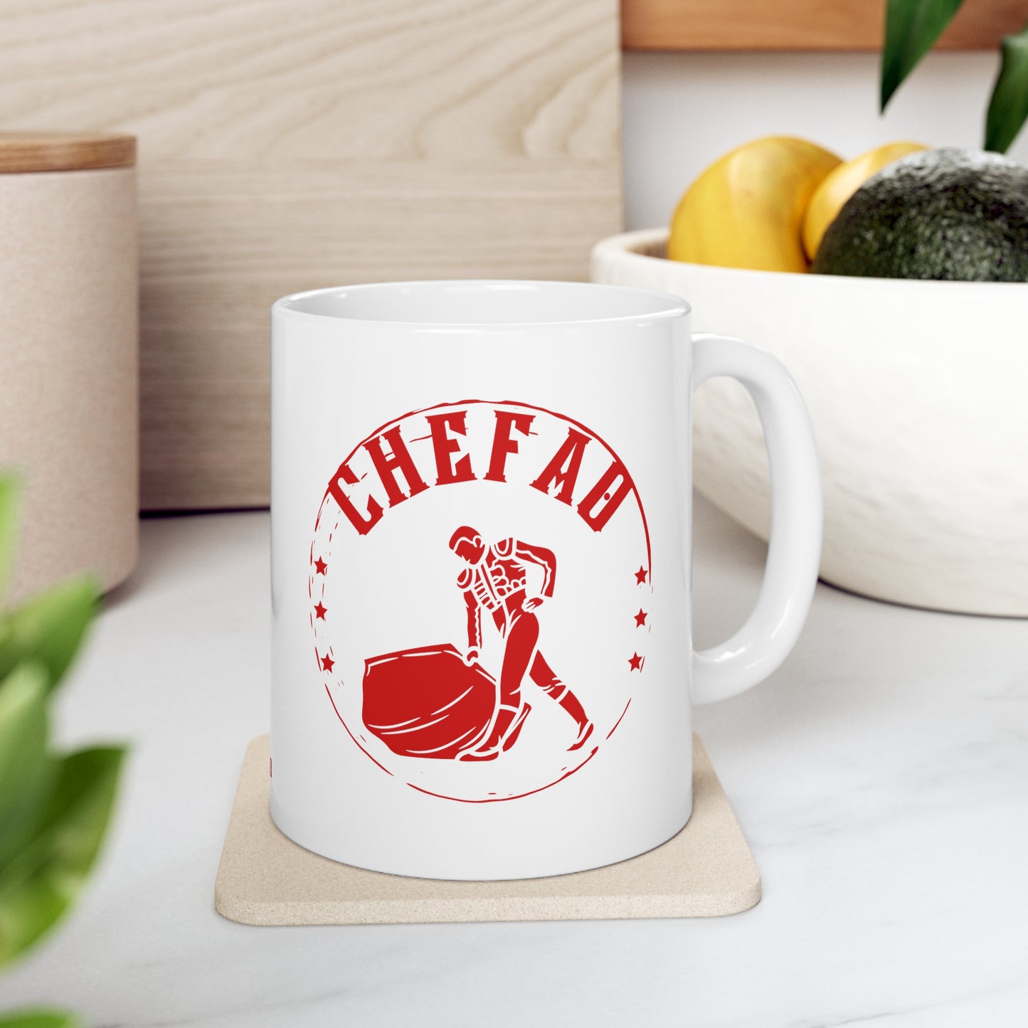 Chefao Bullfighter I, White Coffee Mug, 11oz