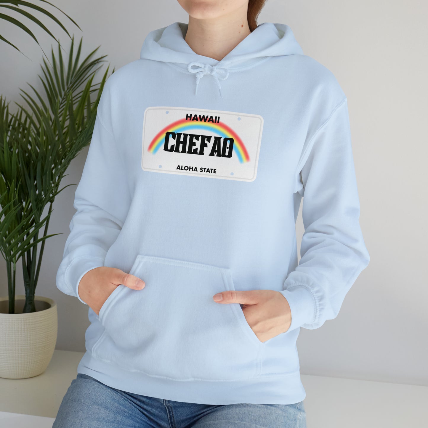 Chefao Hawaii License Plate I, Unisex Heavy Blend Hooded Sweatshirt