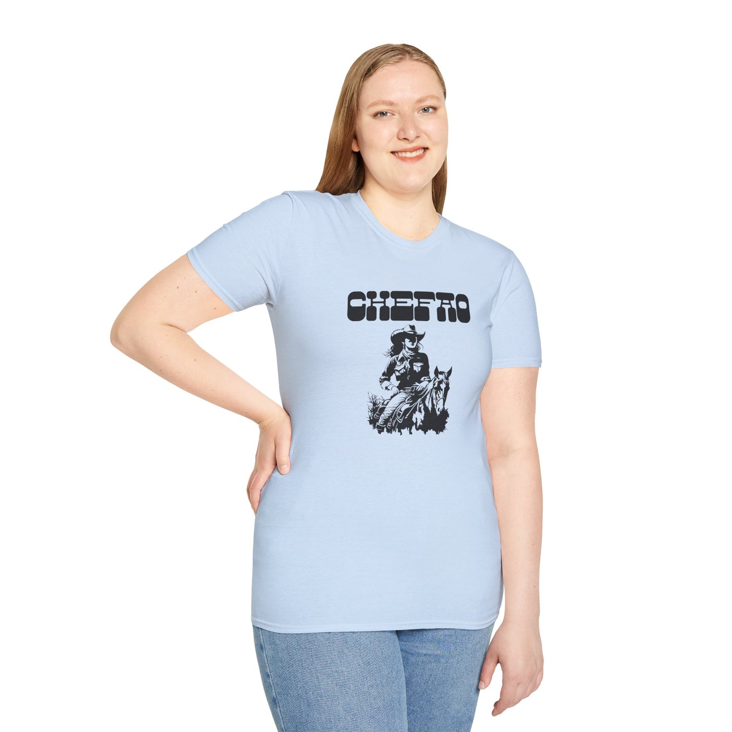 Chefao Cowgirl V, Unisex Softstyle T-Shirt