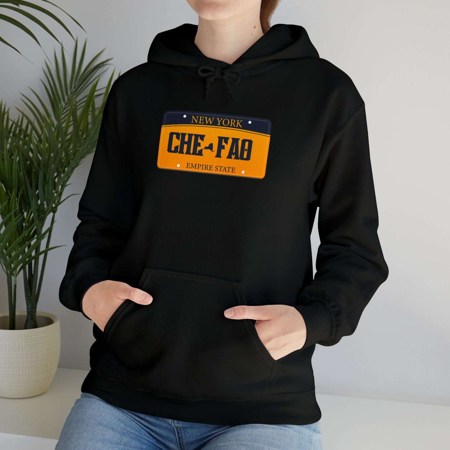 Chefao New York License Plate I, Unisex Heavy Blend Hooded Sweatshirt