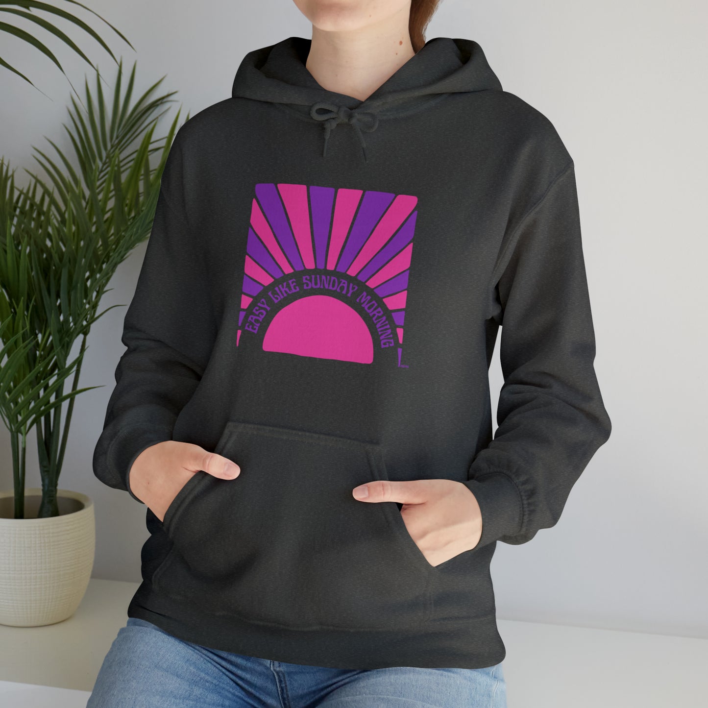 Easy Like Sunday Morning Pink & Purple, Unisex Heavy Blend Hooded Sweatshirt