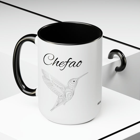 Chefao Mandala Hummingbird I, Two-Tone Coffee Mugs, 15oz