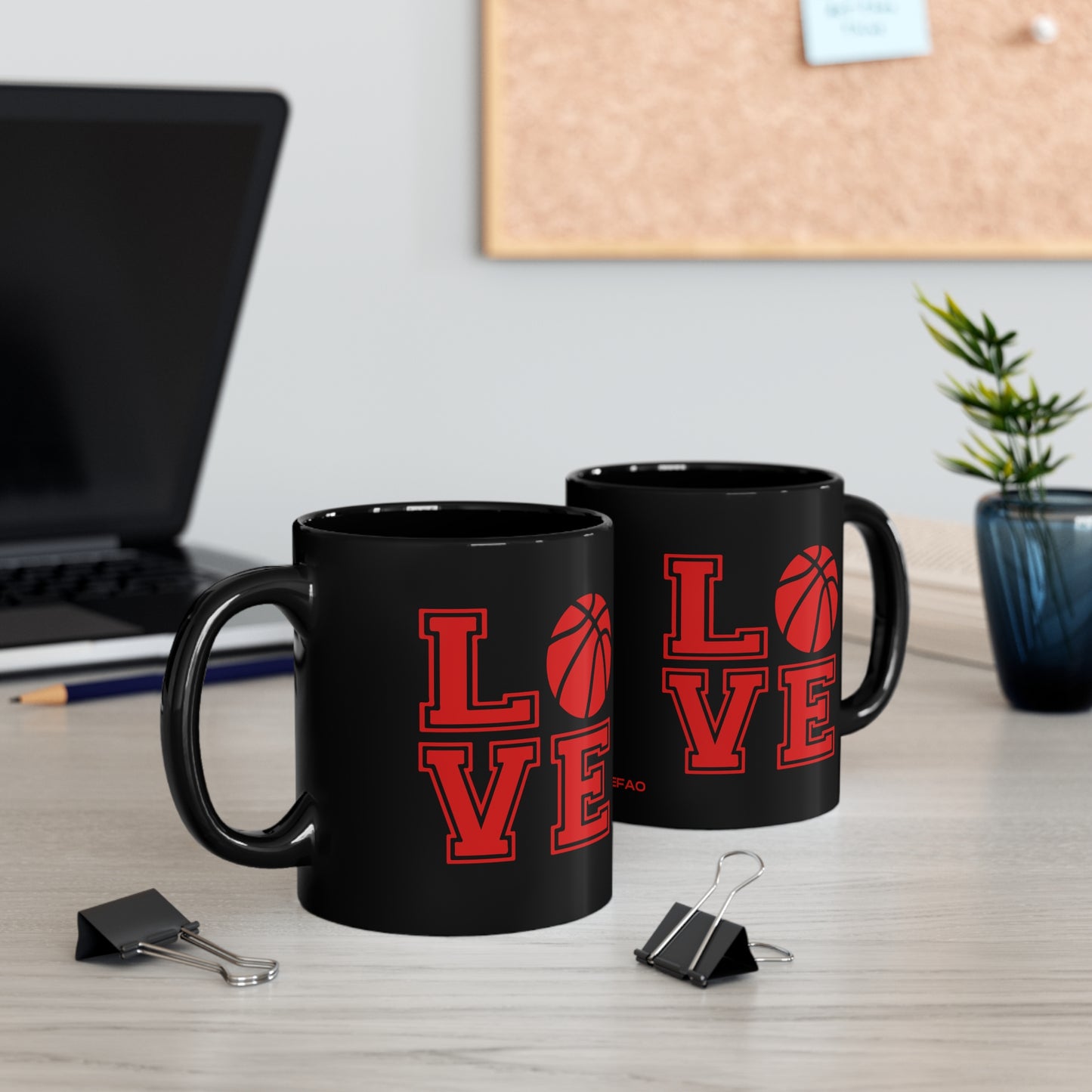 Chefao Love Basketball I, Black Coffee Mug, 11oz