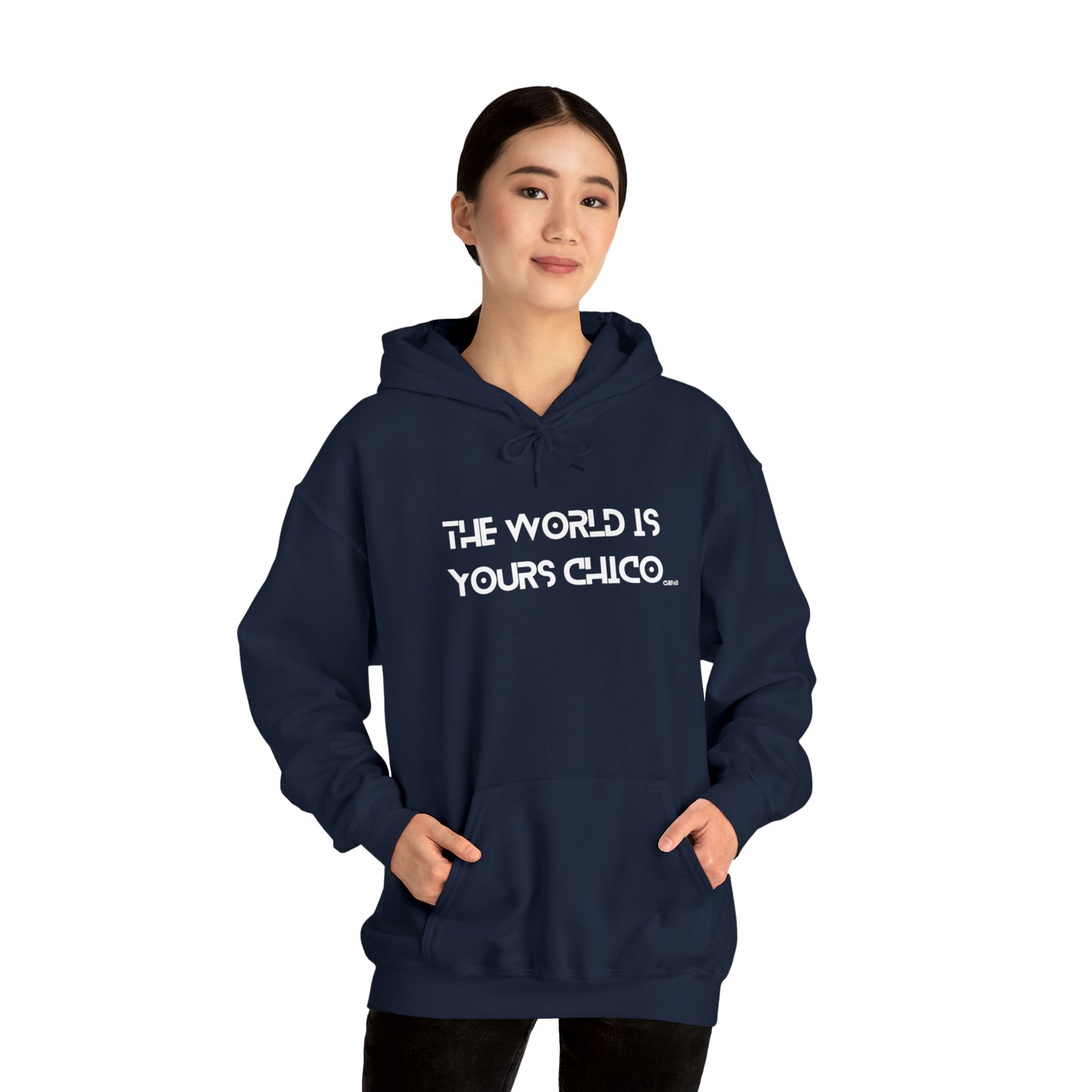 The World is Yours Chico, Unisex Heavy Blend Hooded Sweatshirt