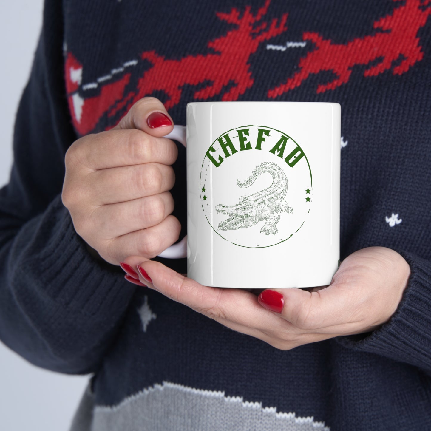 Chefao Alligator I, White Coffee Mug, 11oz