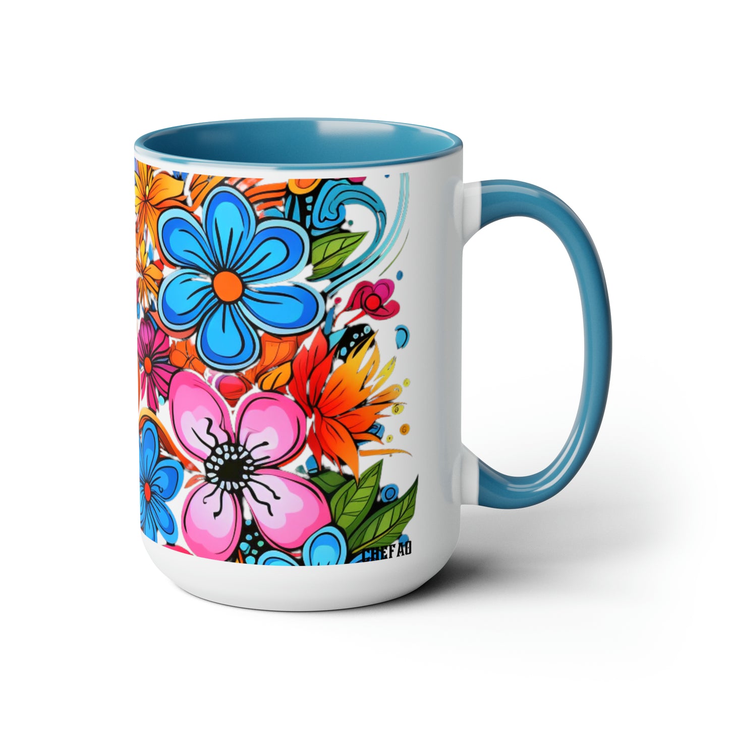 Happy Floral Design, Coffee Mug, 15oz