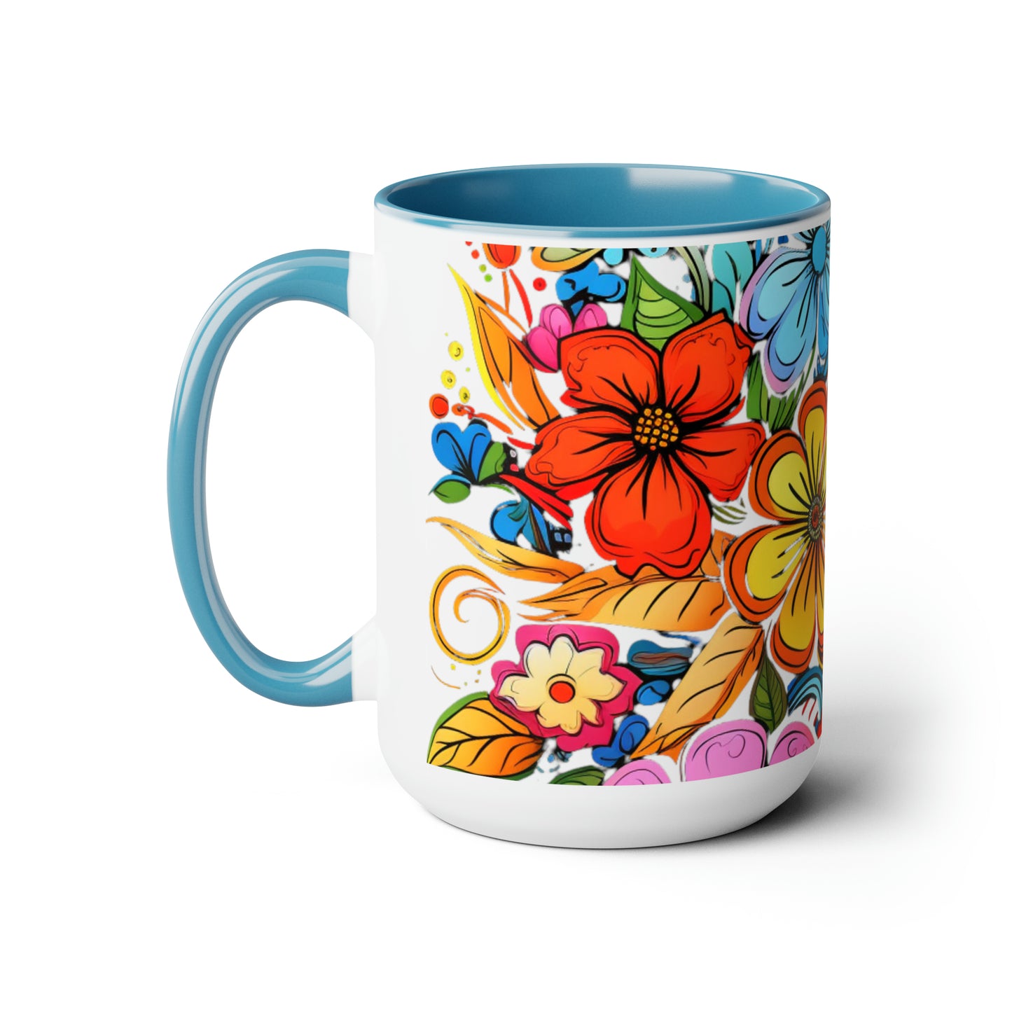 Happy Floral Design, Coffee Mug, 15oz