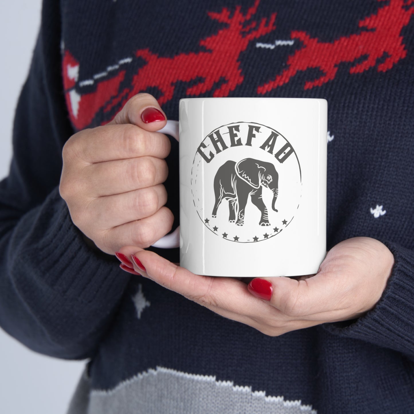 Chefao Elephant II, White Coffee Mug, 11oz