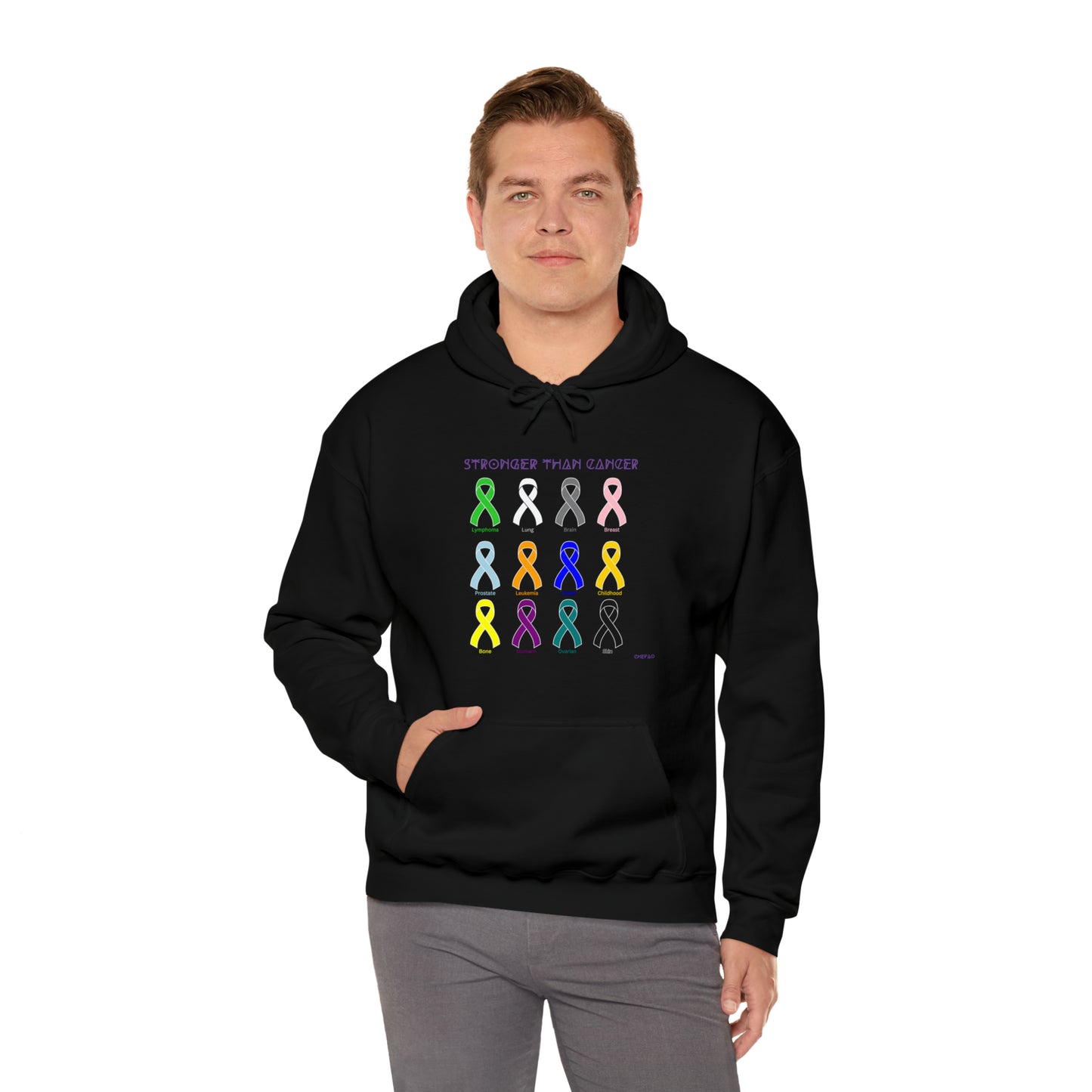 Chefao Stronger Than Cancer I, Unisex Heavy Blend™ Hooded Sweatshirt