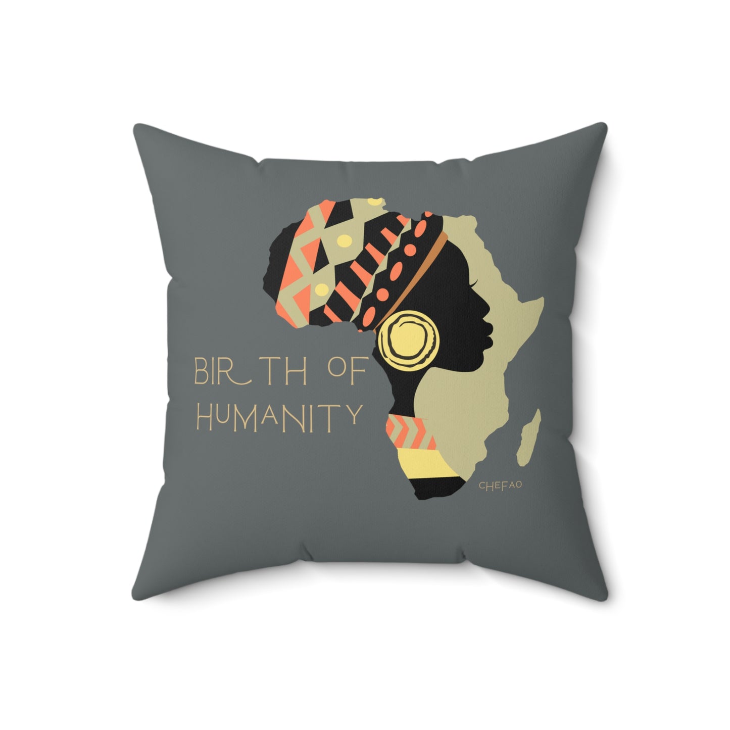 Birth of Humanity™ II (Gray), Spun Polyester Square Pillow