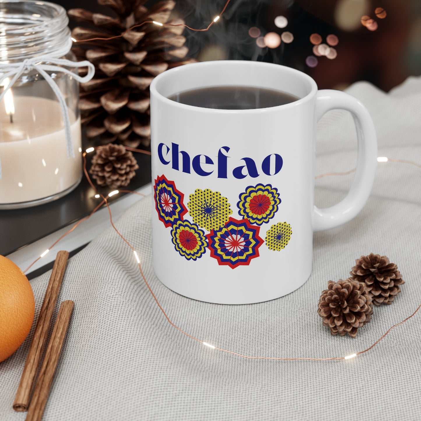 Chefao Paper Fans I, White Coffee Mug, 11oz